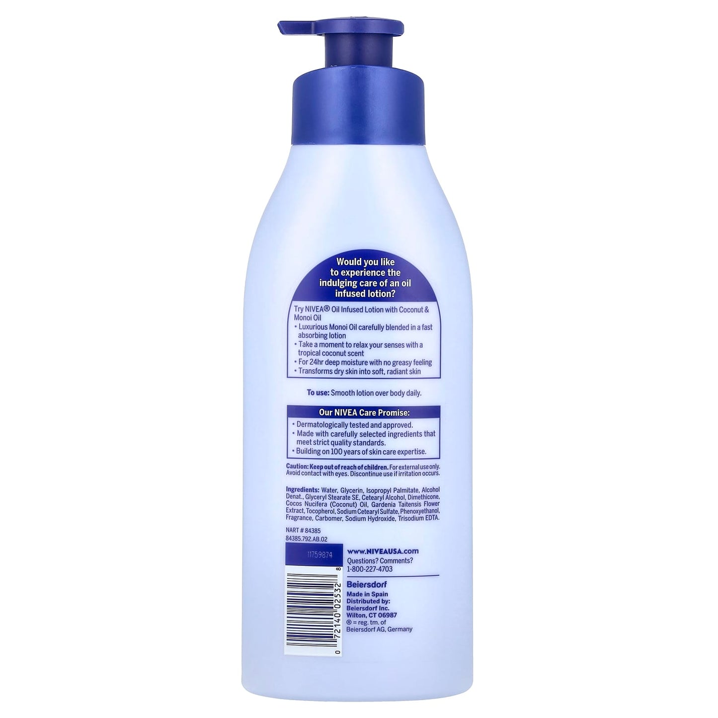 Nivea, Oil Infused Lotion, Coconut & Monoi Oil, 16.9 fl oz (500 ml) - Image 2