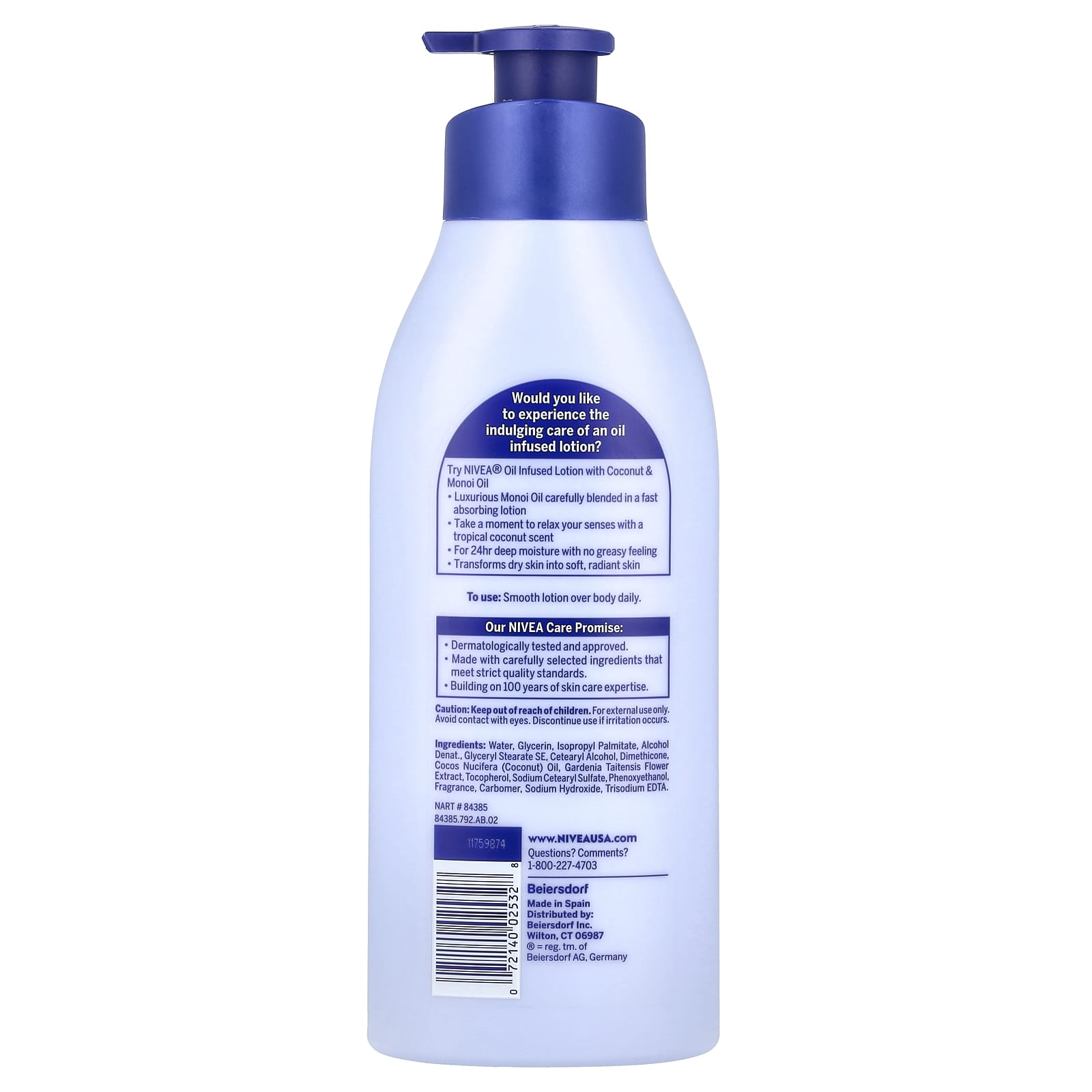 Nivea, Oil Infused Lotion, Coconut & Monoi Oil, 16.9 fl oz (500 ml) - Image 2