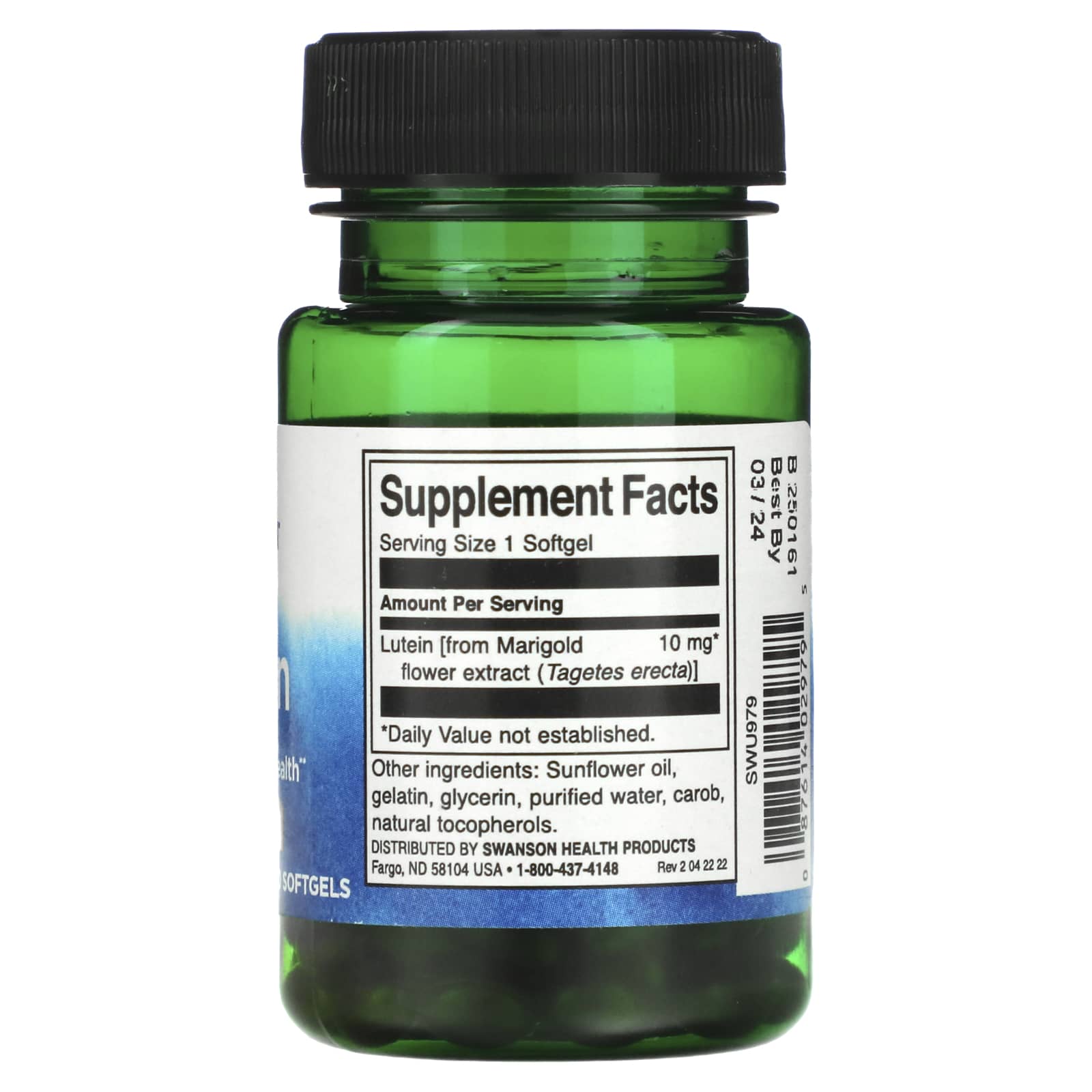 Swanson, Lutein, 10 mg, 60 Softgels - Image 2