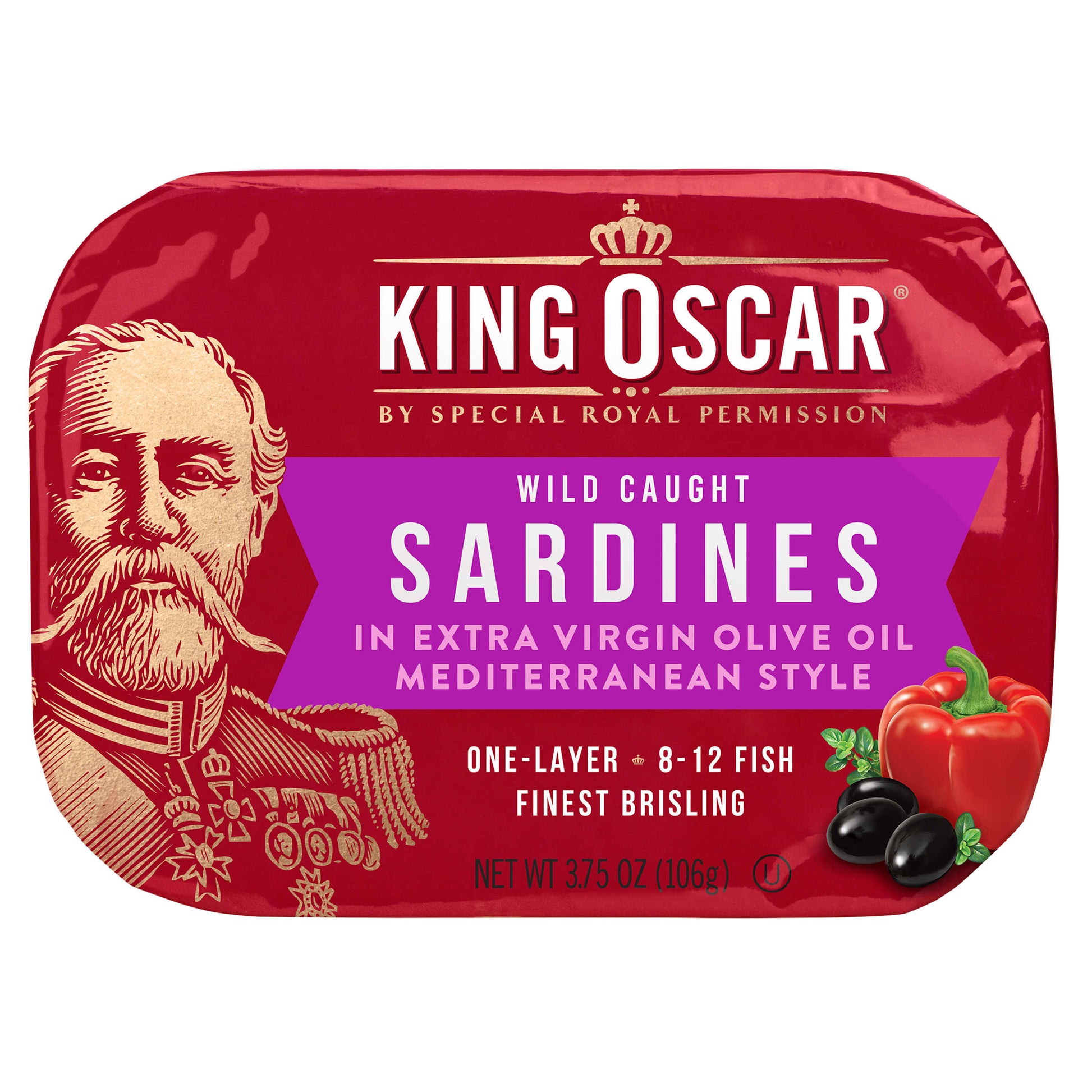 King Oscar, Wild Caught Sardines, Mediterranean Style, 3.75 oz (106 g) - Image 1
