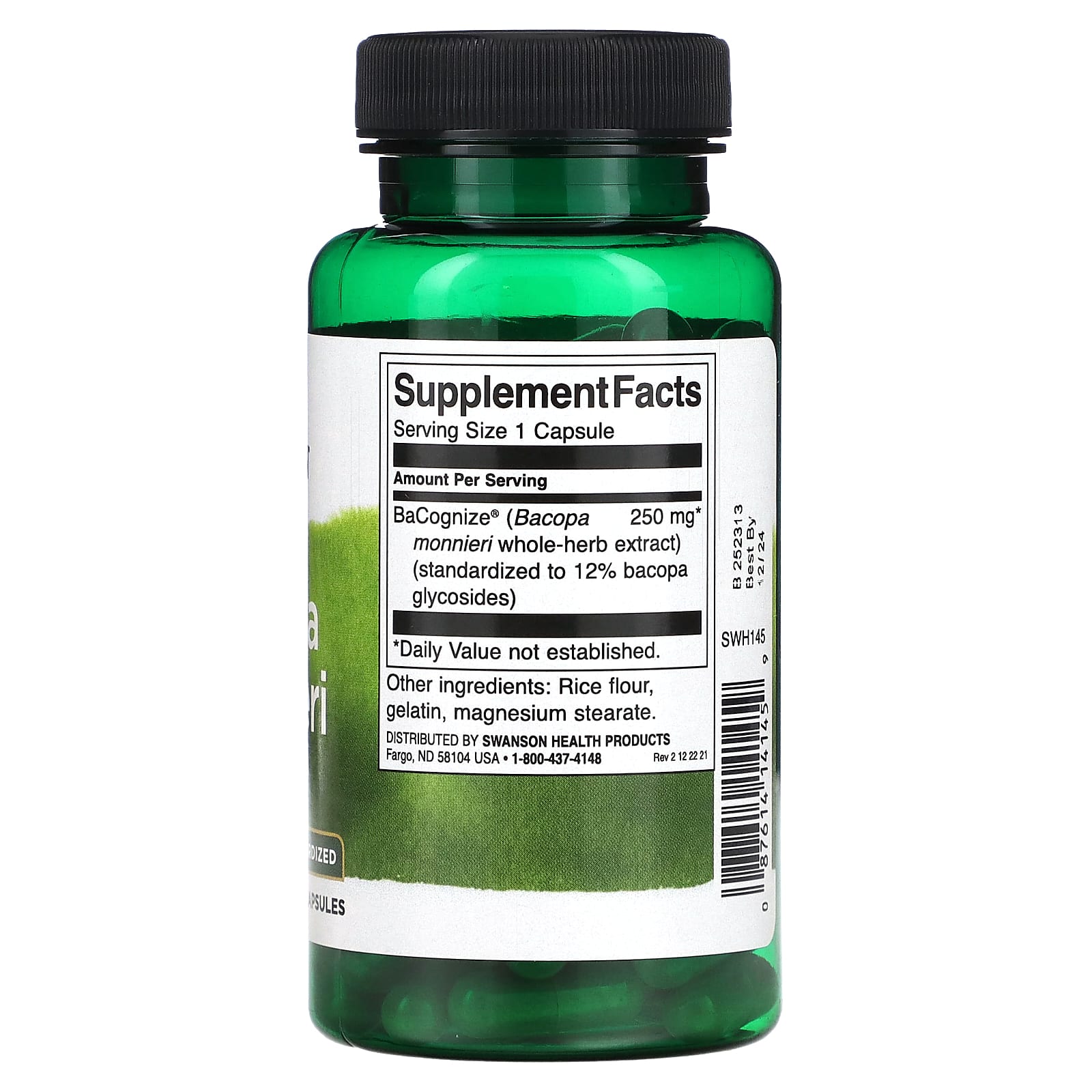 Swanson, Bacopa Monnieri, 250 mg, 90 Capsules - Image 2