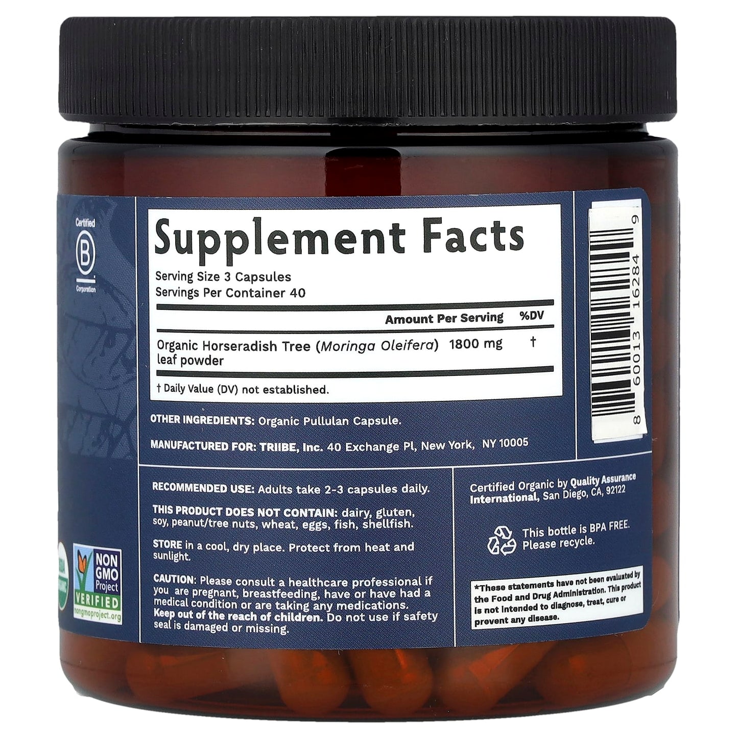 Tribe Organics, Moringa, 120 Capsules (600 mg per Capsule) - Image 2