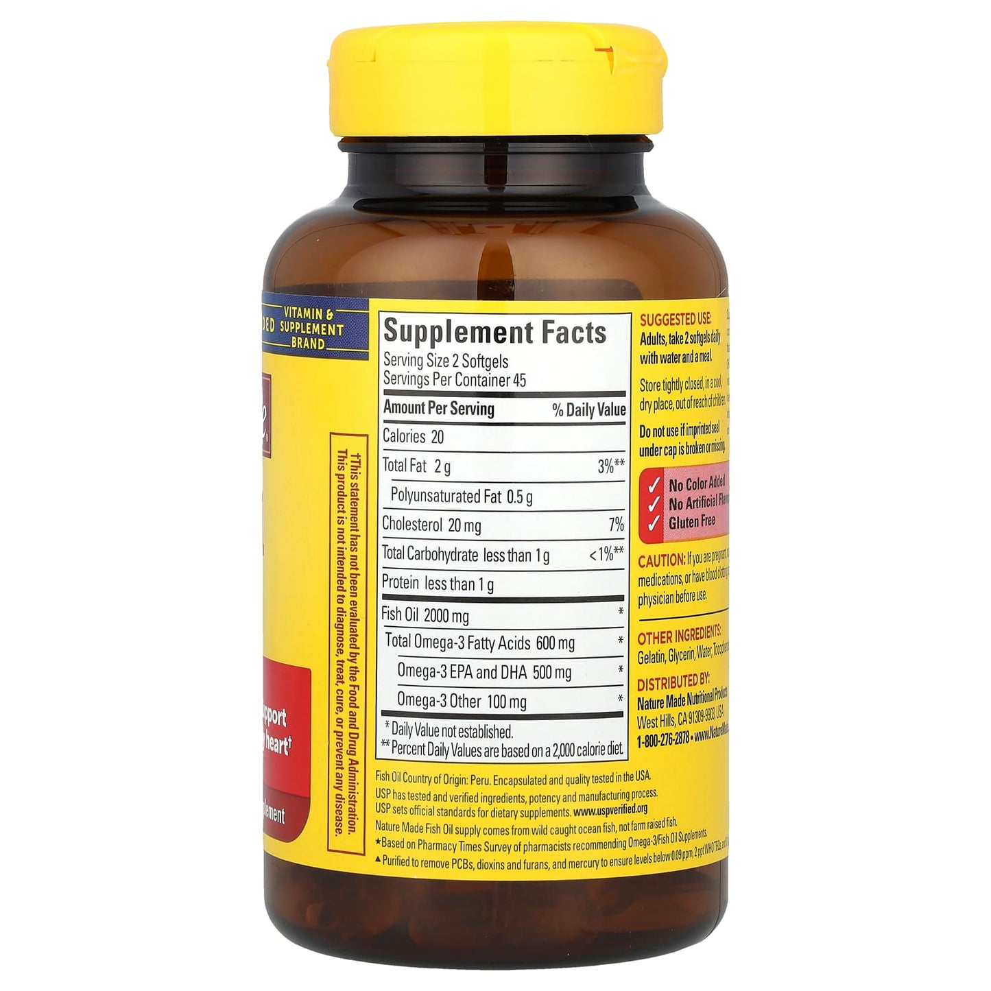 Nature Made, Fish Oil, 1,000 mg, 90 Softgels - Image 2