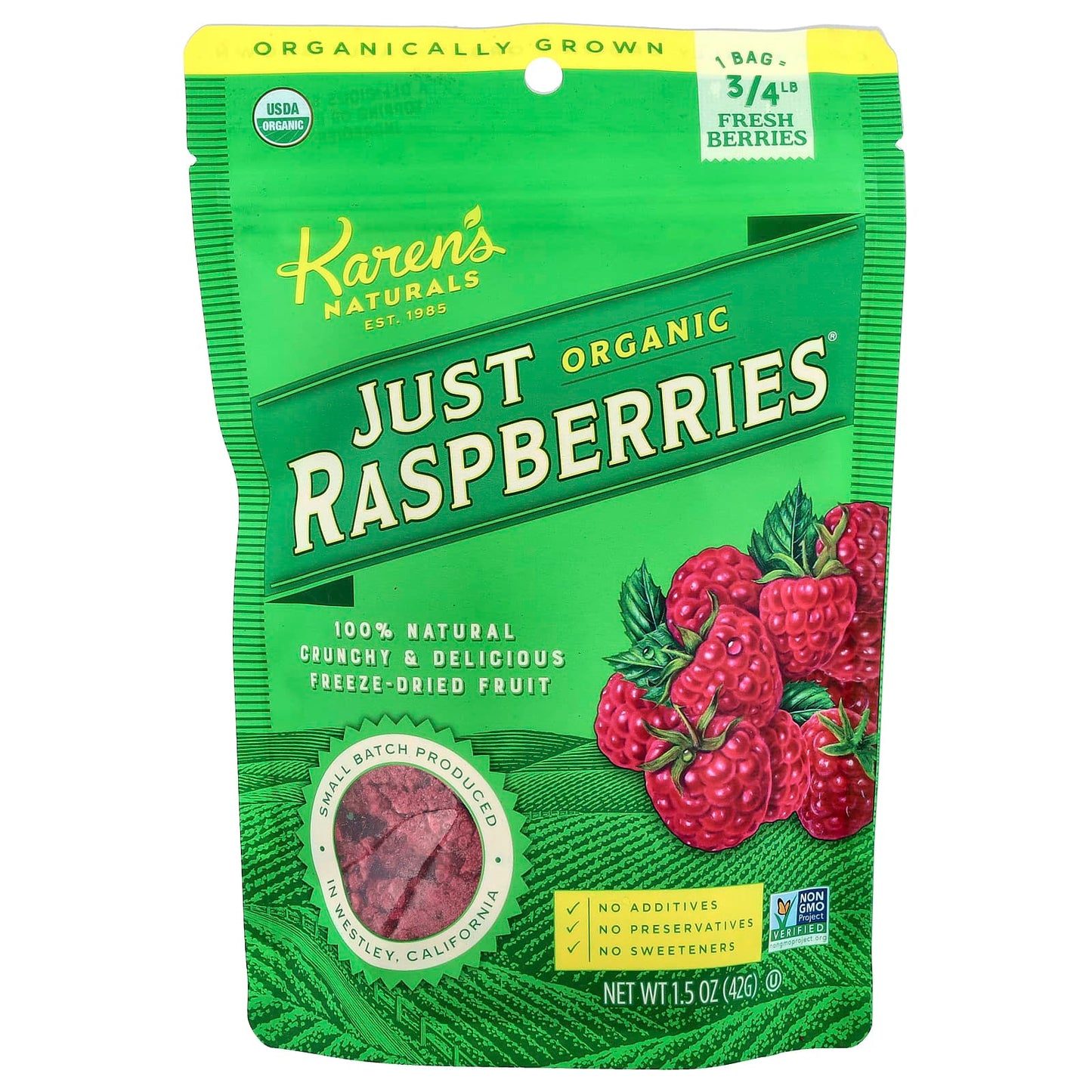 Karen's Naturals, Organic Just Raspberries, 1.5 oz (42 g) - Image 1
