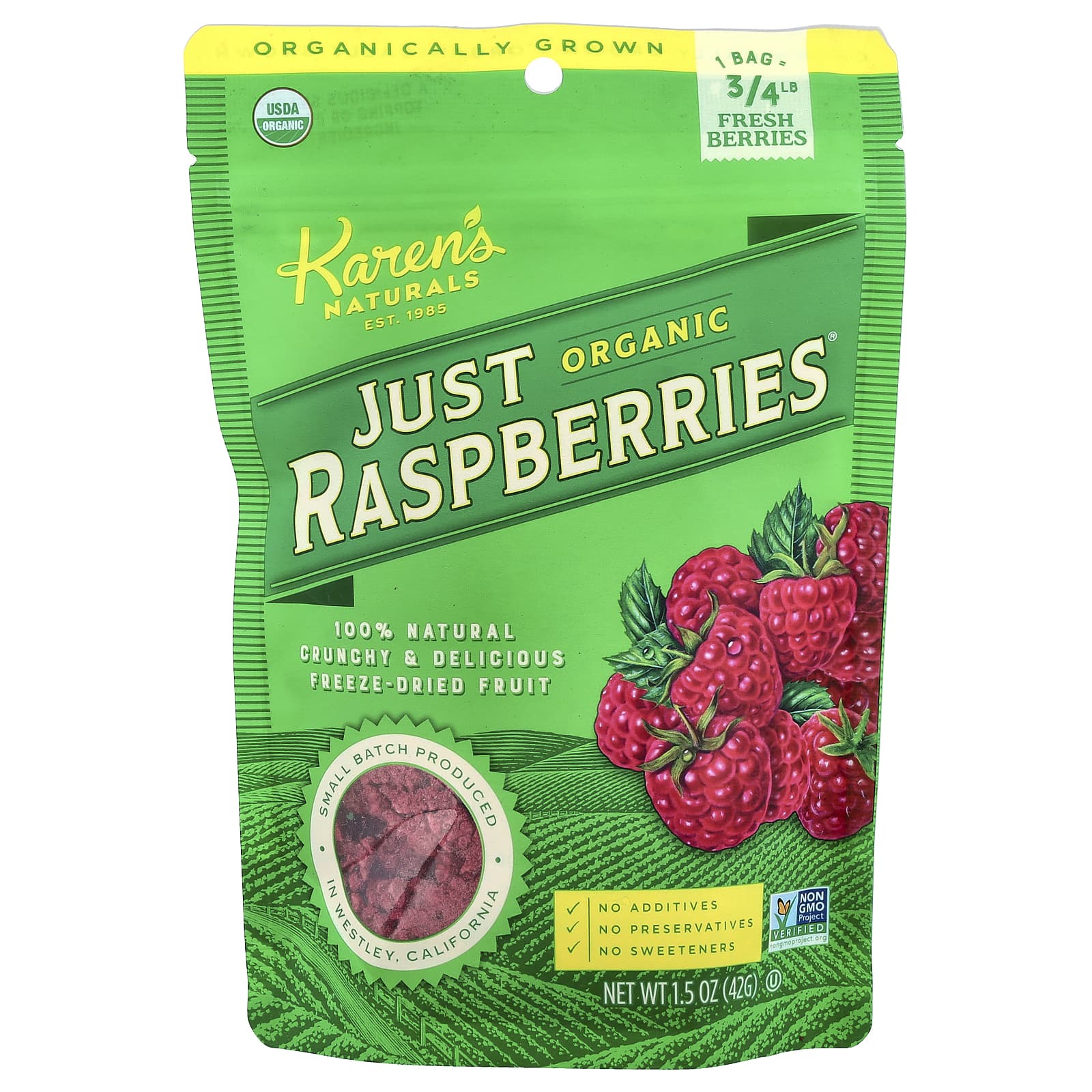 Karen's Naturals, Organic Just Raspberries, 1.5 oz (42 g) - Image 1