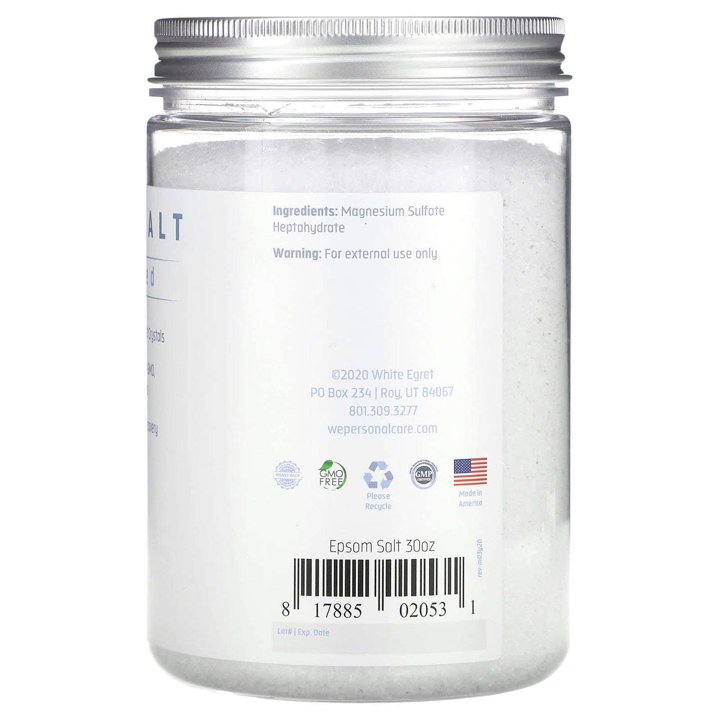 White Egret, Epsom Salt, Unscented, 30 oz (850 g) - Image 2