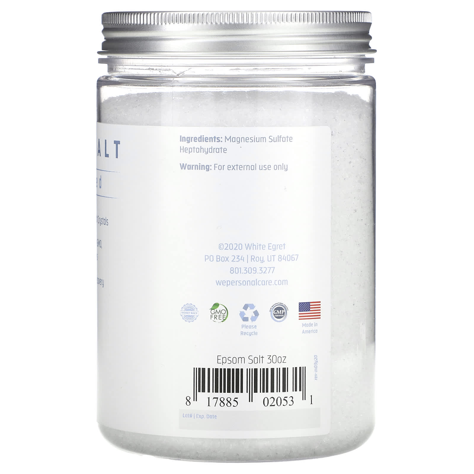 White Egret, Epsom Salt, Unscented, 30 oz (850 g) - Image 2
