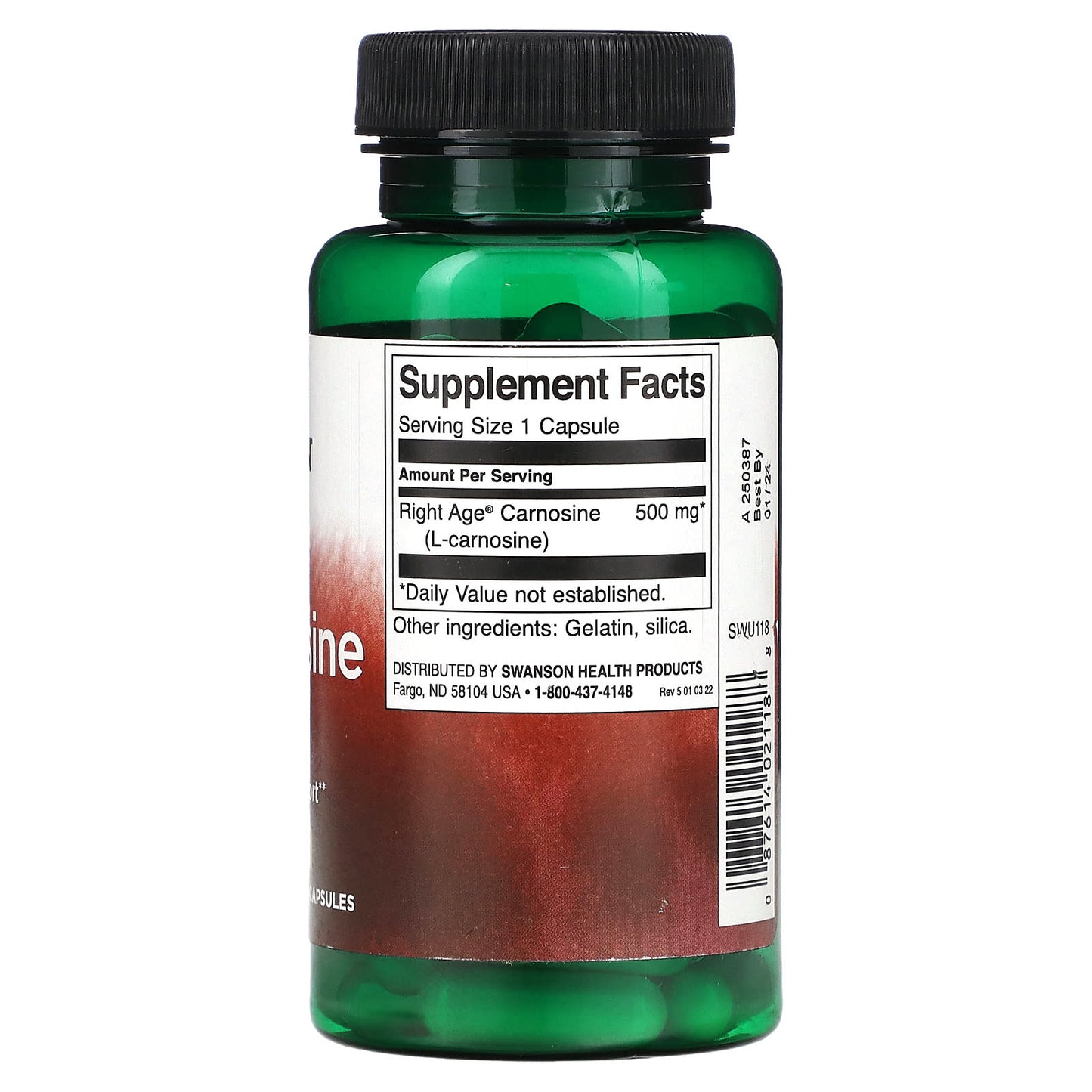 Swanson, L-Carnosine , 500 mg, 60 Capsules - Image 2