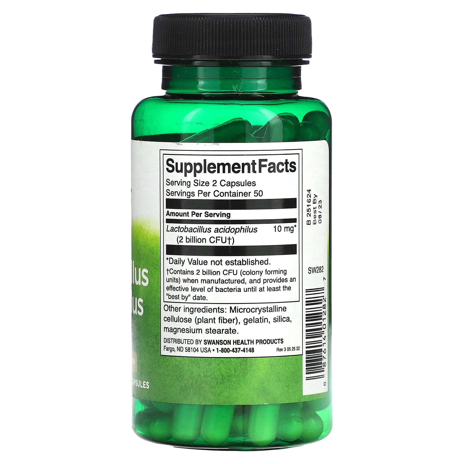 Swanson, Lactobacillus Acidophilus, 1 Billion CFU, 100 Capsules - Image 2