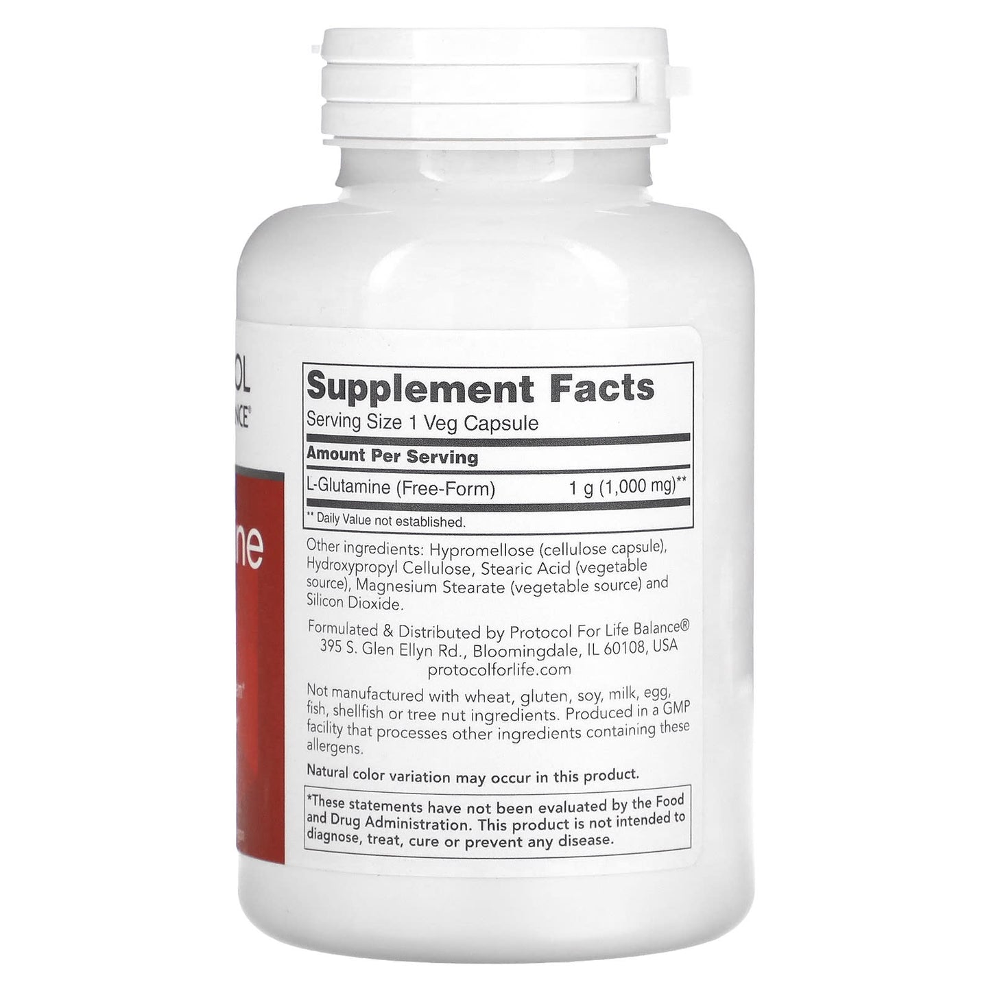 Protocol for Life Balance, L-Glutamine, 1,000 mg, 120 Veg Capsules - Image 2