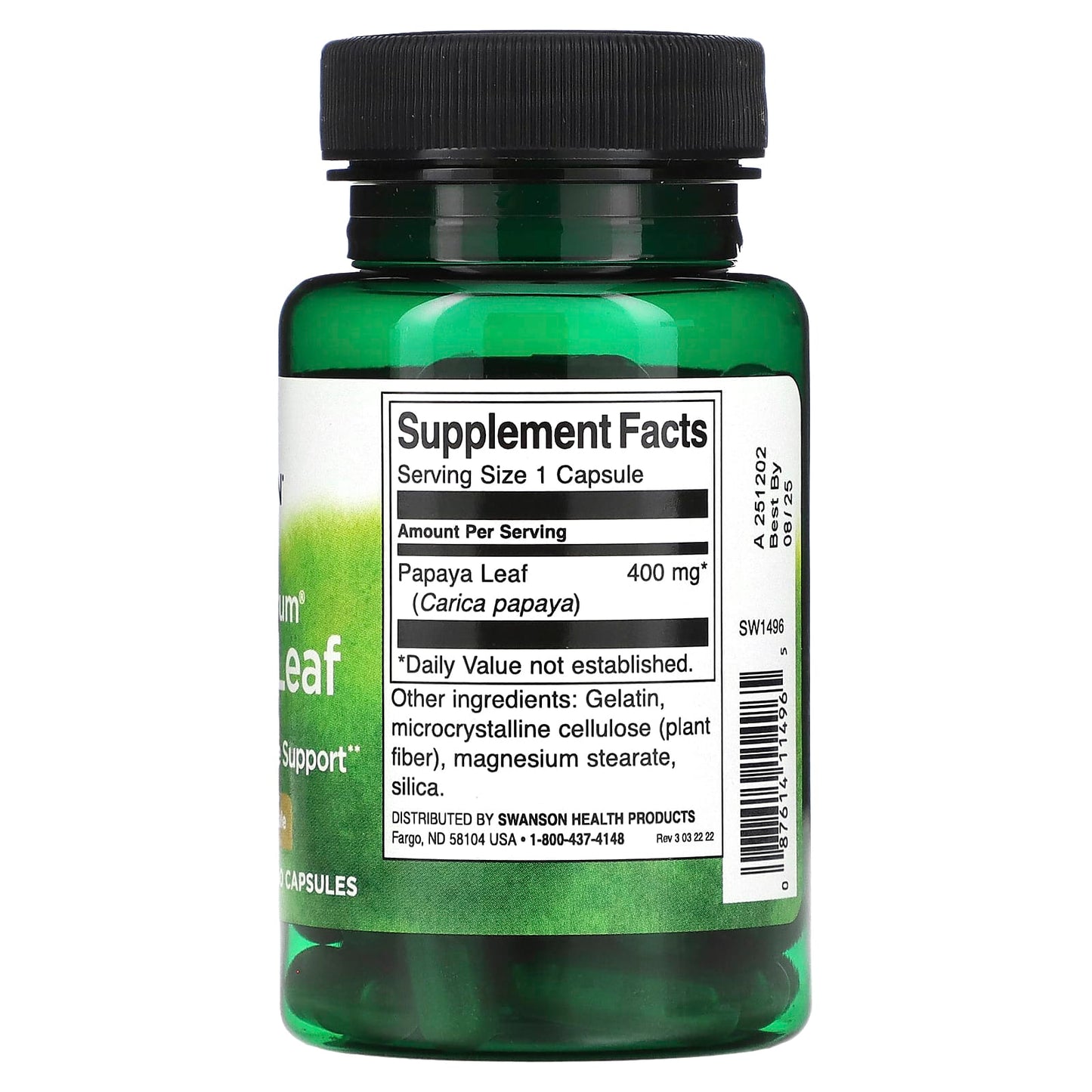 Swanson, Full Spectrum Papaya Leaf, 400 mg, 60 Capsules - Image 2