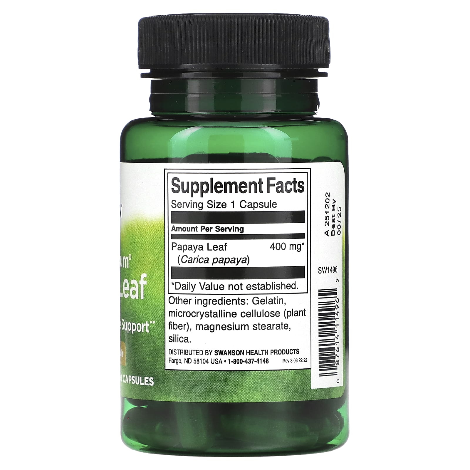 Swanson, Full Spectrum Papaya Leaf, 400 mg, 60 Capsules - Image 2