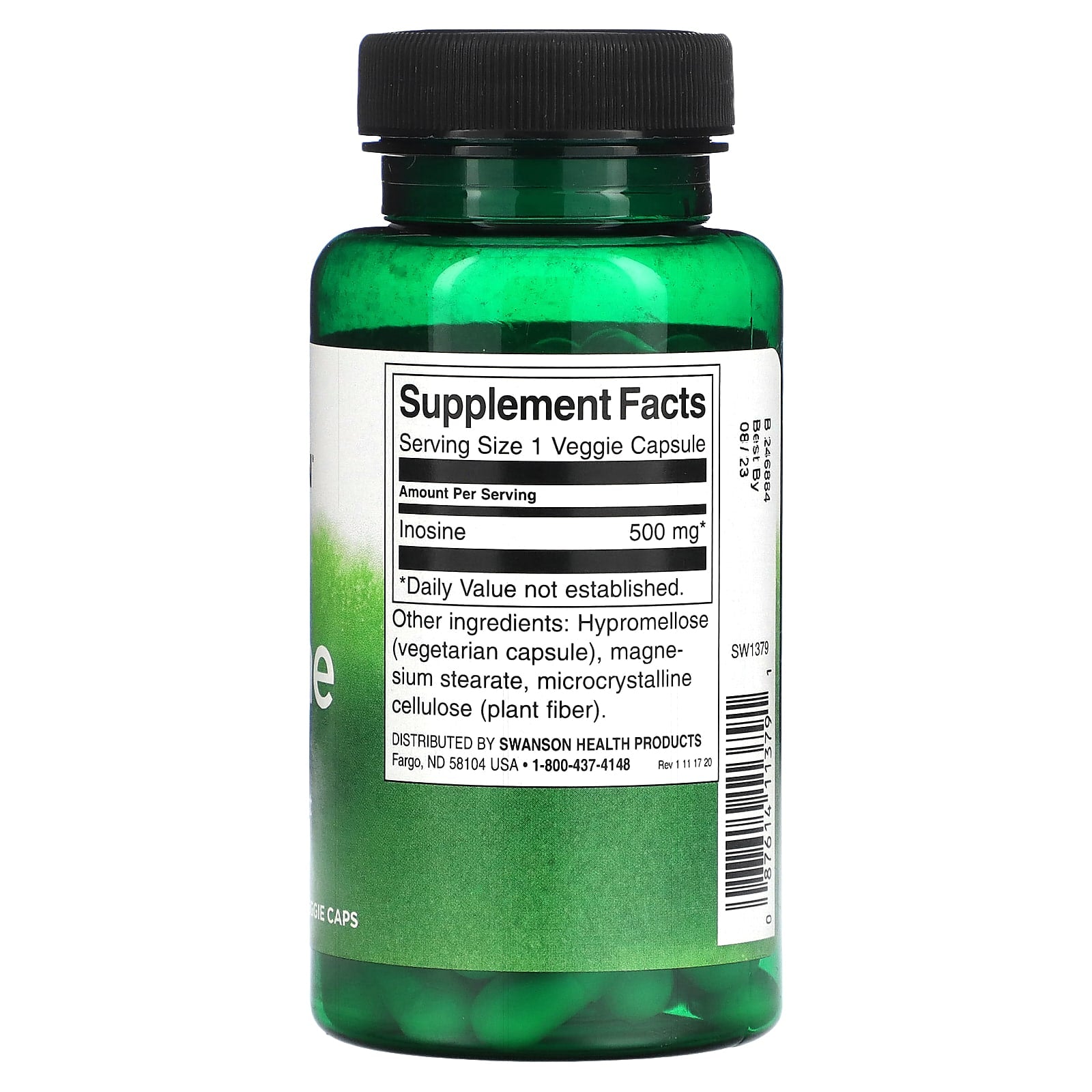 Swanson, Inosine, 60 Veggie Caps (500 mg per Cap) - Image 2