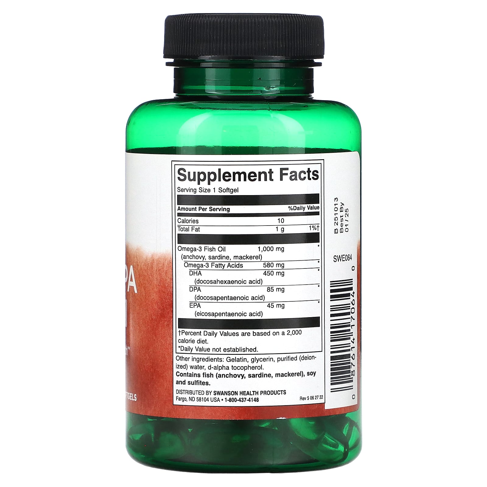 Swanson, Super DPA Fish Oil, 1,000 mg, 60 Softgels - Image 2