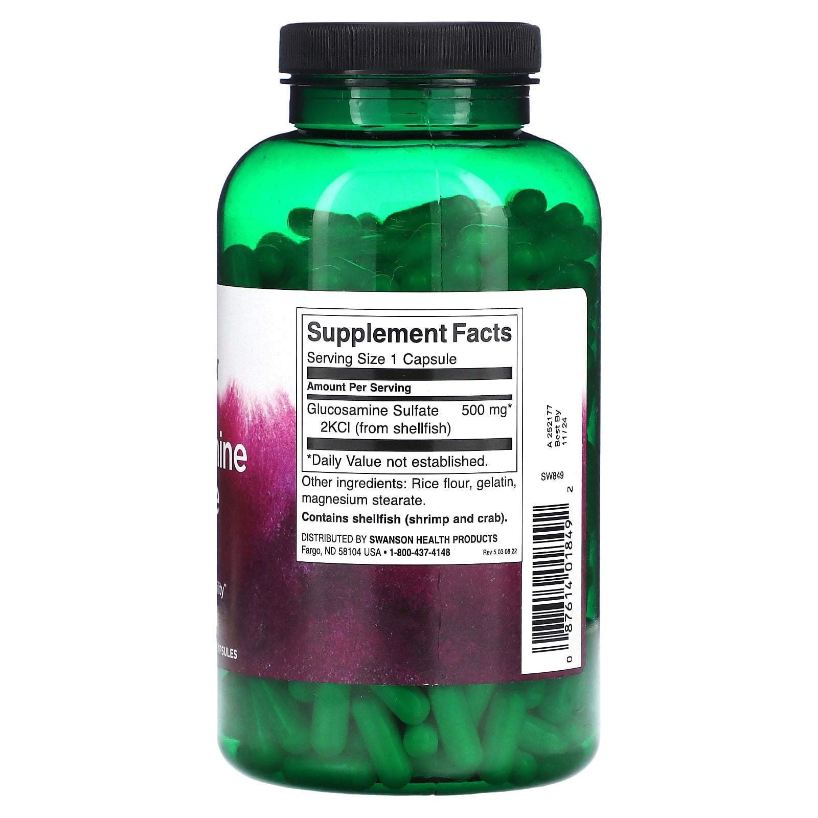 Swanson, Glucosamine Sulfate 2KCI, 500 mg, 400 Capsules - Image 2