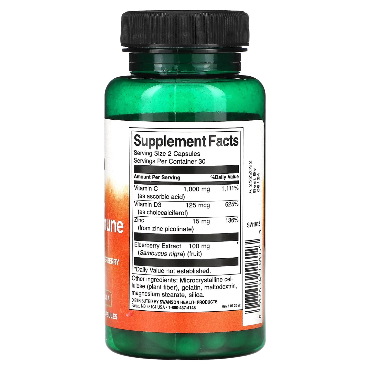 Swanson, High Potency Ultimate Immune Defense with C, D, Zinc & Elderberry, 60 Capsules - Image 2