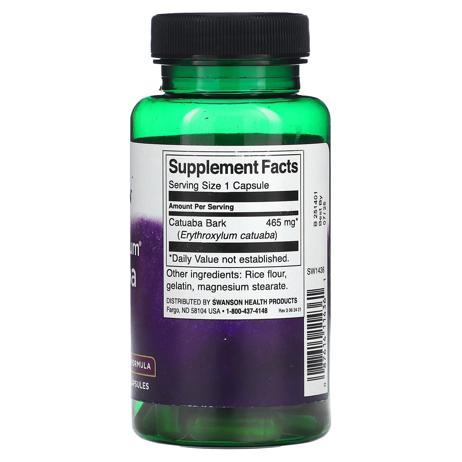 Swanson, Full Spectrum Catuaba Bark, 465 mg, 60 Capsules - Image 2