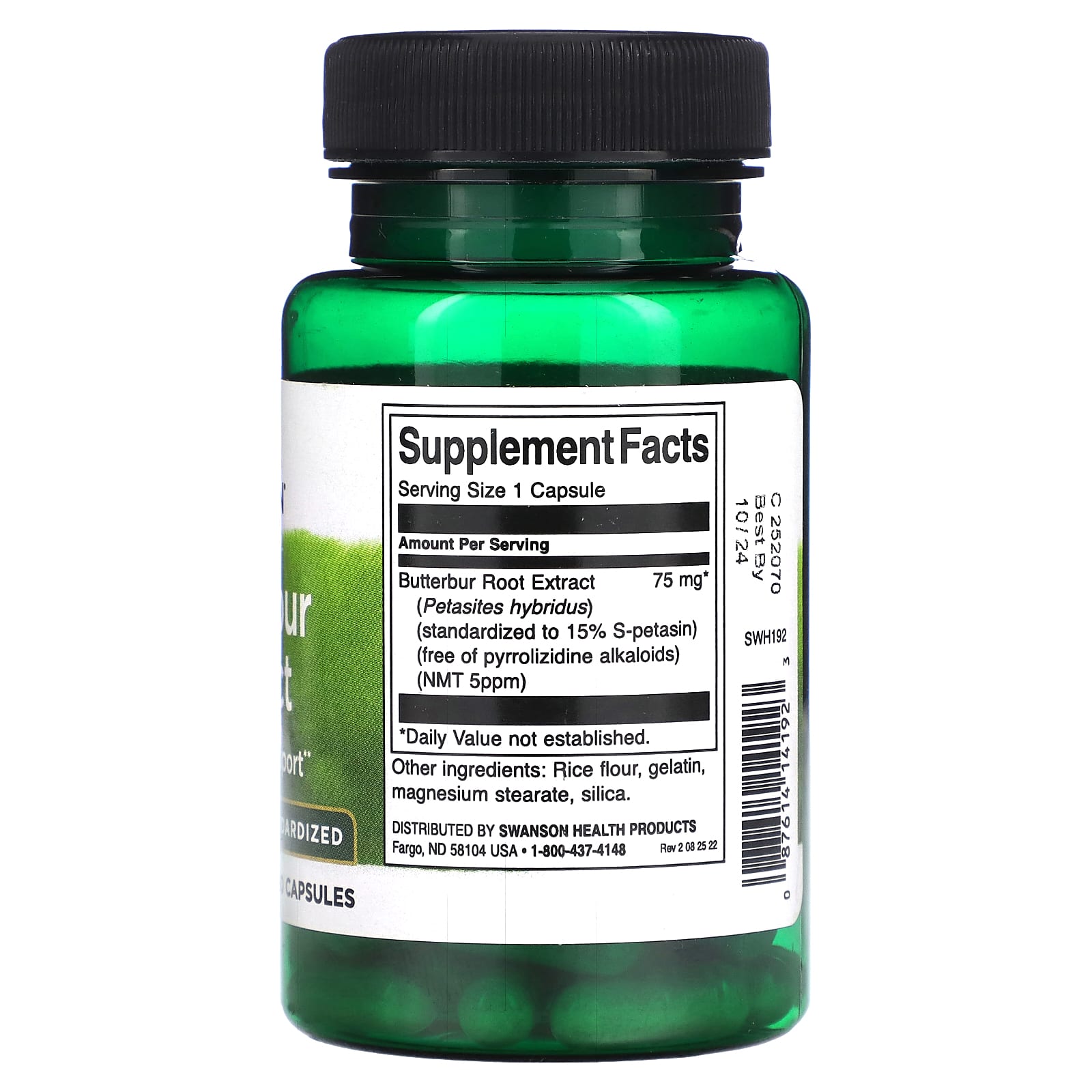 Swanson, Butterbur Extract, 75 mg, 60 Capsules - Image 2