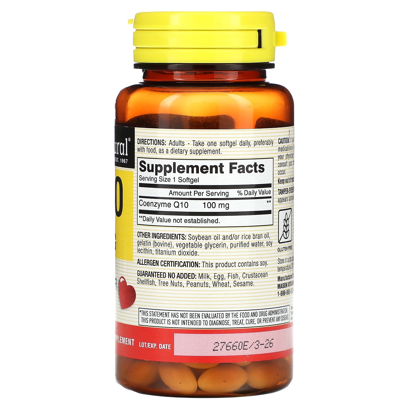 Mason Natural, Co Q10, 100 mg, 60 Softgels