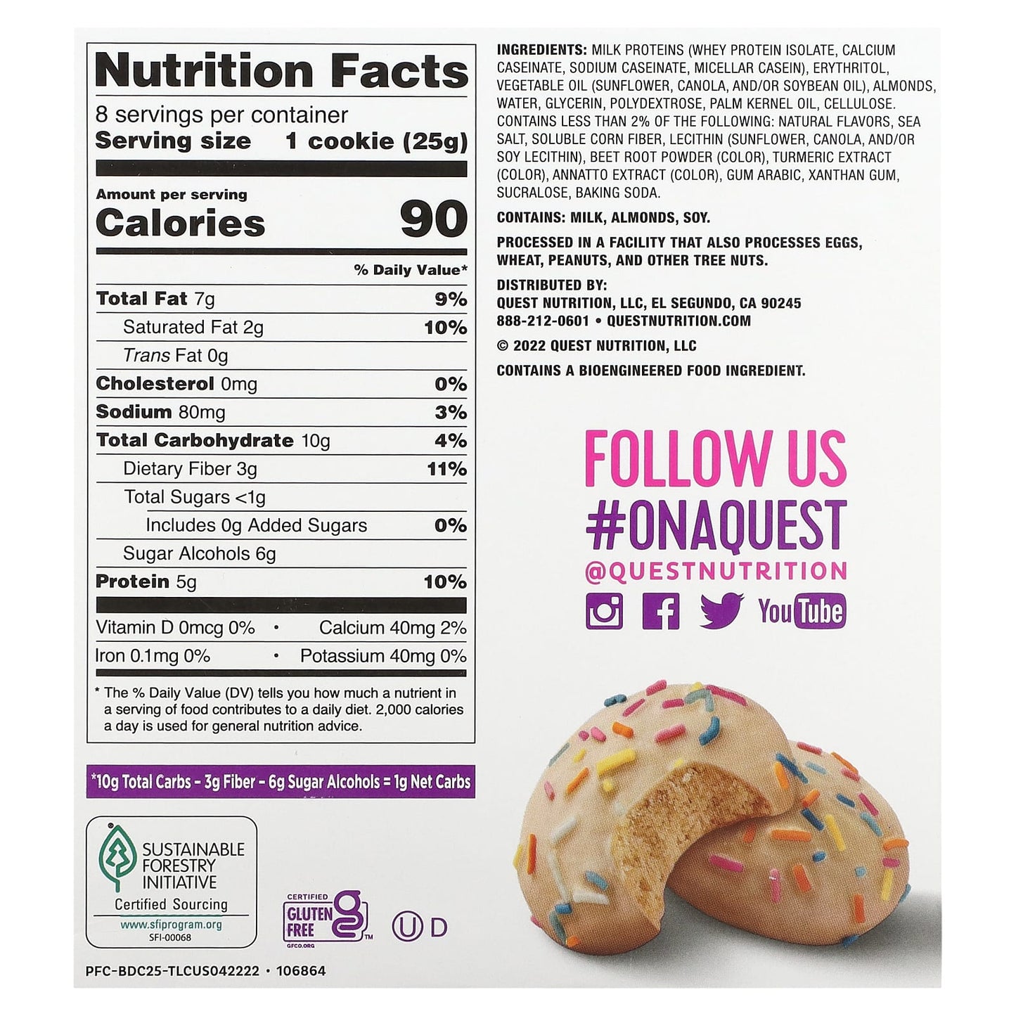 Quest Nutrition, Frosted Cookies, Birthday Cake, 8 Cookies, 0.88 oz (25 g) Each - Image 2