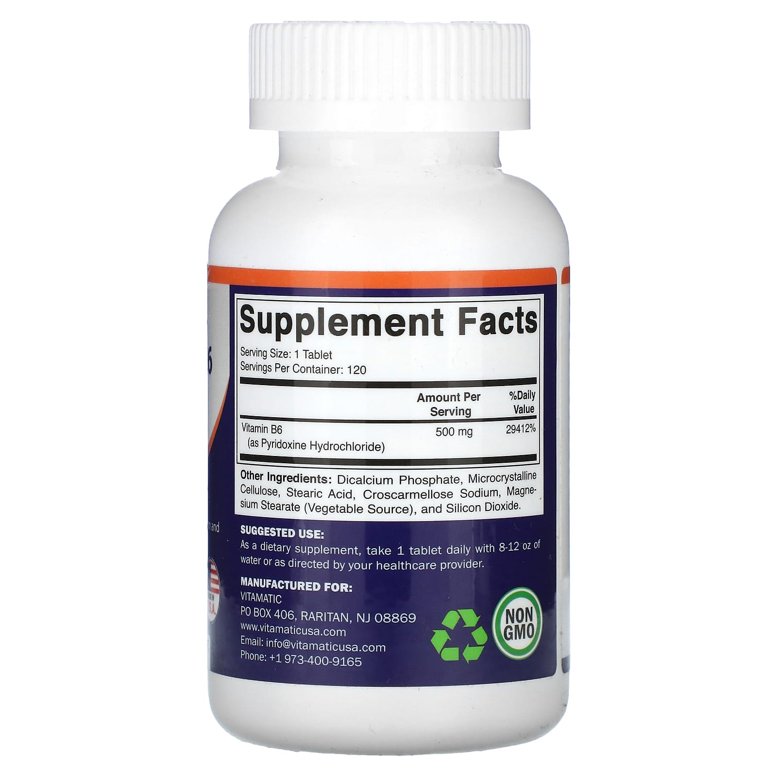 Vitamatic, Vitamin B6, 500 mg, 120 Tablets - Image 2