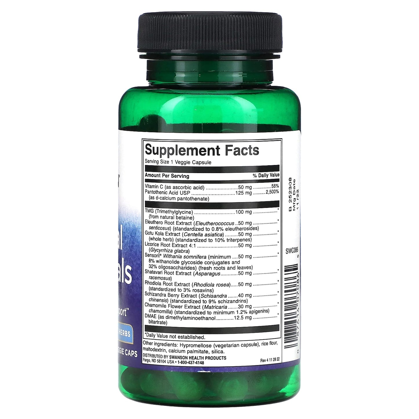 Swanson, Adrenal Essentials, 60 Veggie Caps - Image 2