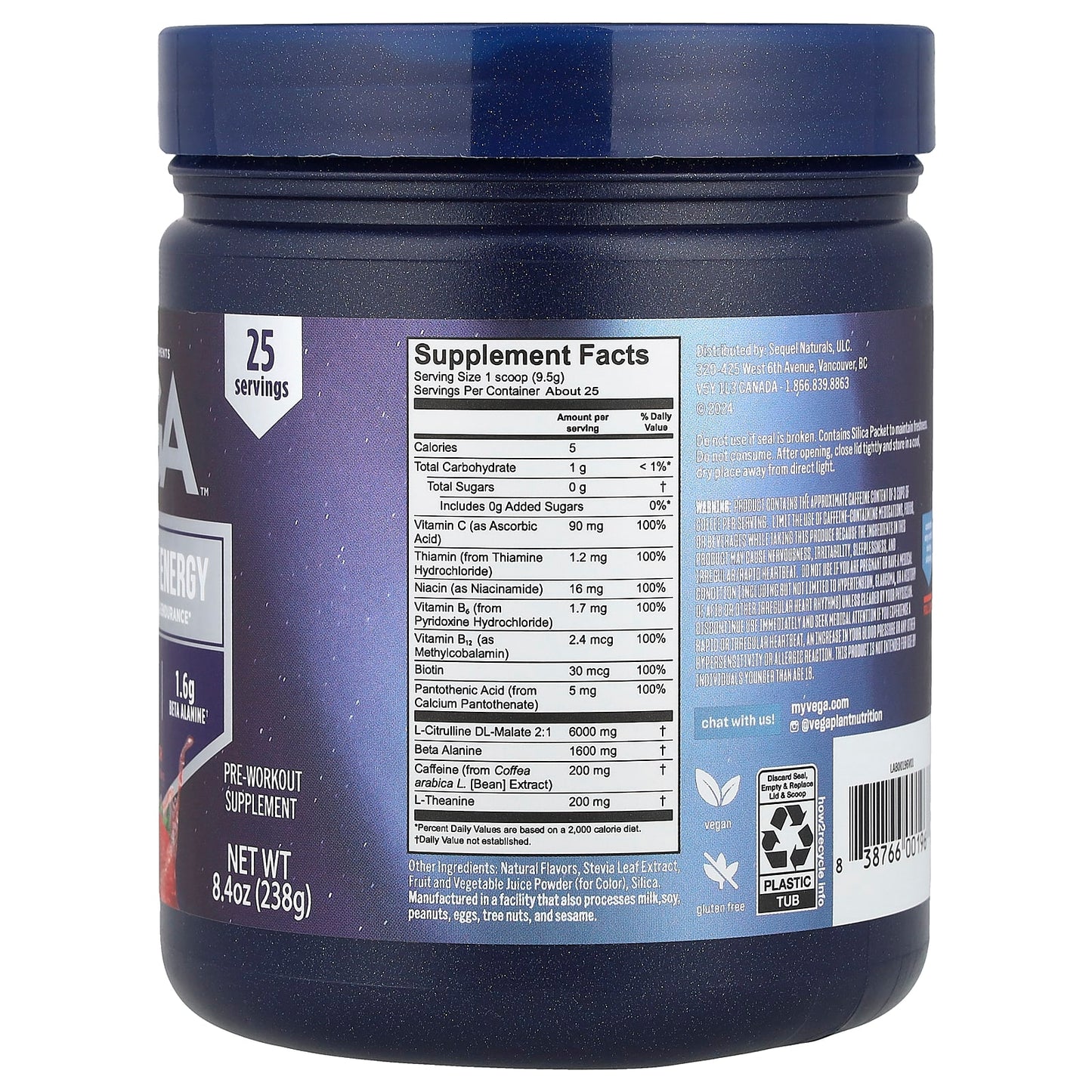 Vega, Pre-Workout Energy, Fruit Punch, 8.4 oz (238 g) - Image 2