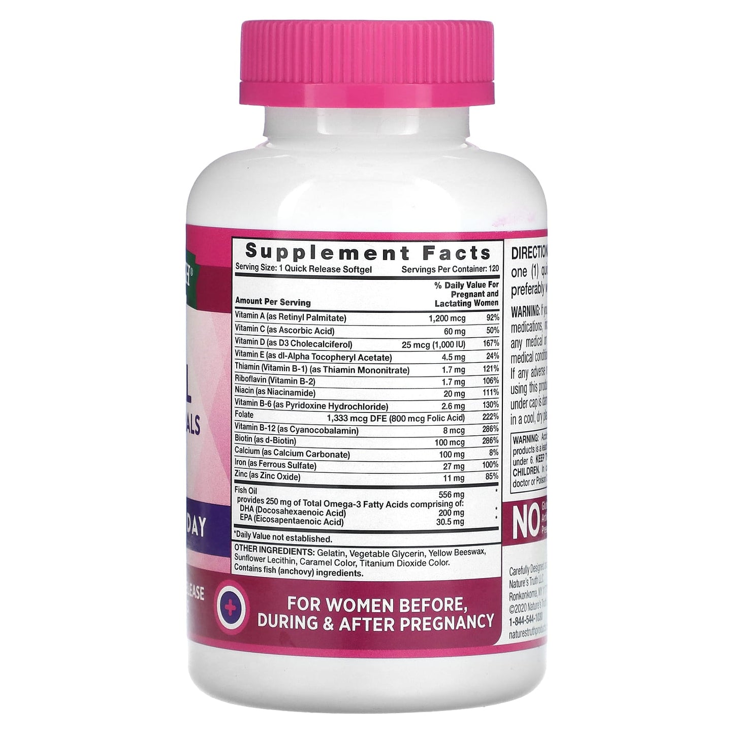 Nature's Truth, Ultra Prenatal Vitamins & Minerals + DHA, 120 Quick Release Softgels - Image 2