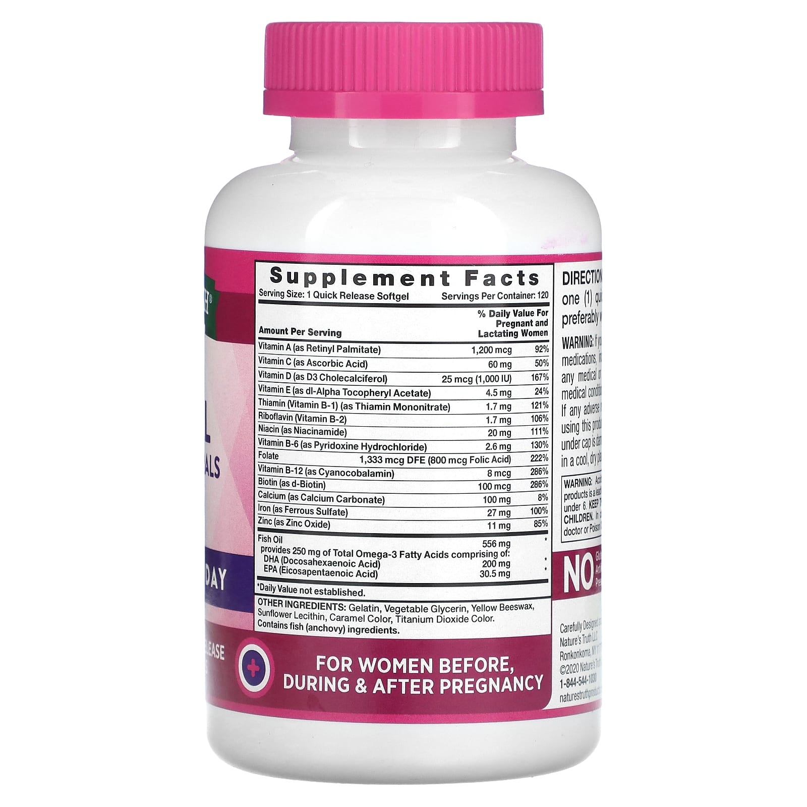 Nature's Truth, Ultra Prenatal Vitamins & Minerals + DHA, 120 Quick Release Softgels - Image 2