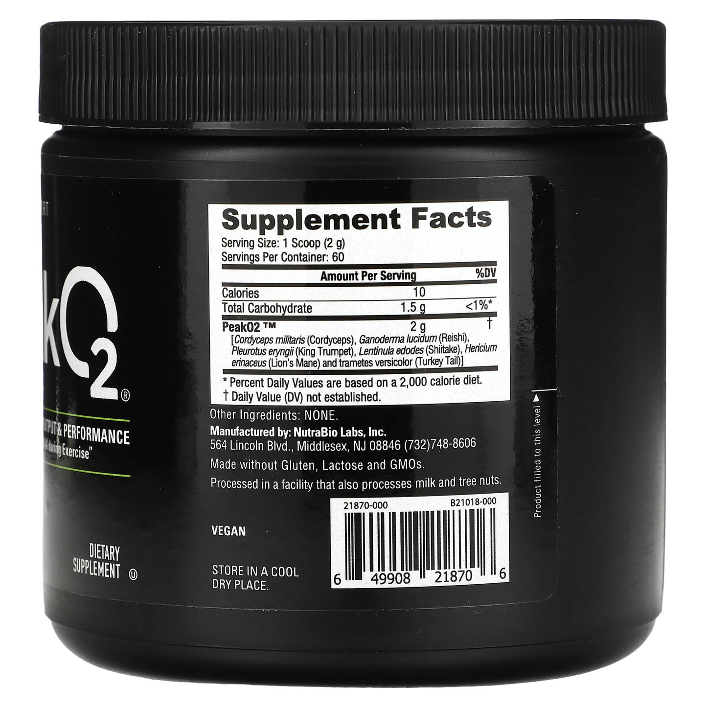 NutraBio, Peak O2, Unflavored, 4.2 oz (120 g) - Image 2