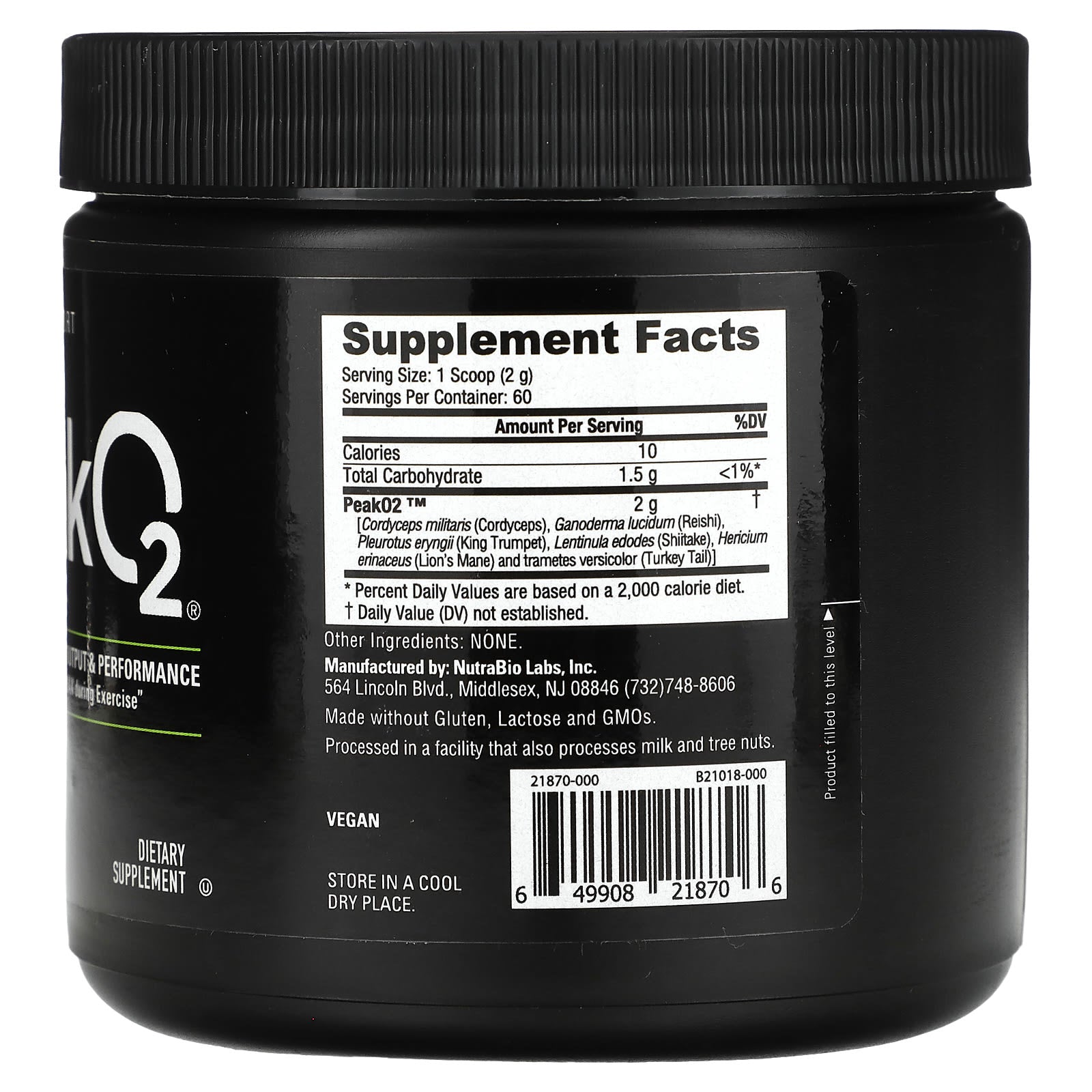 NutraBio, Peak O2, Unflavored, 4.2 oz (120 g) - Image 2