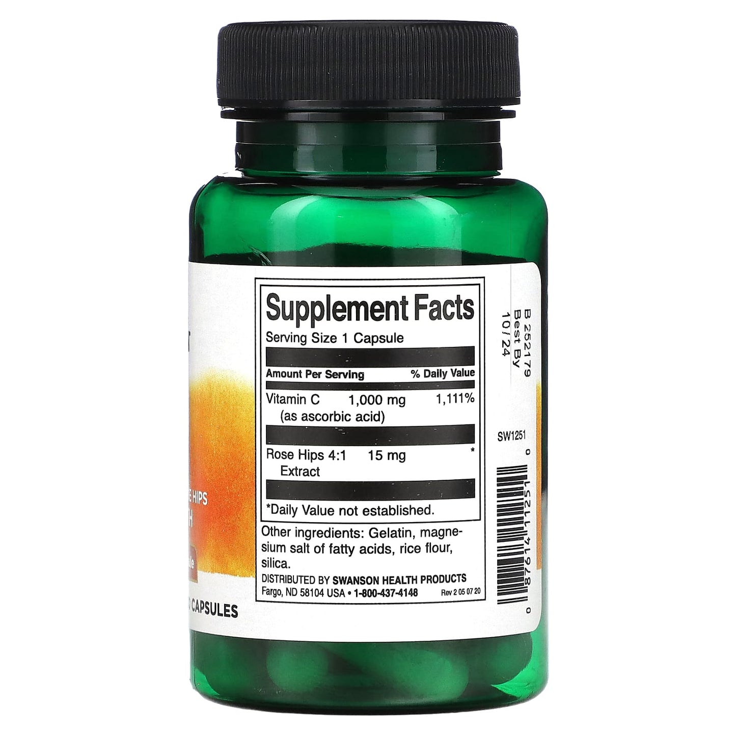 Swanson, Vitamin C with Rose Hips, 30 Capsules - Image 2