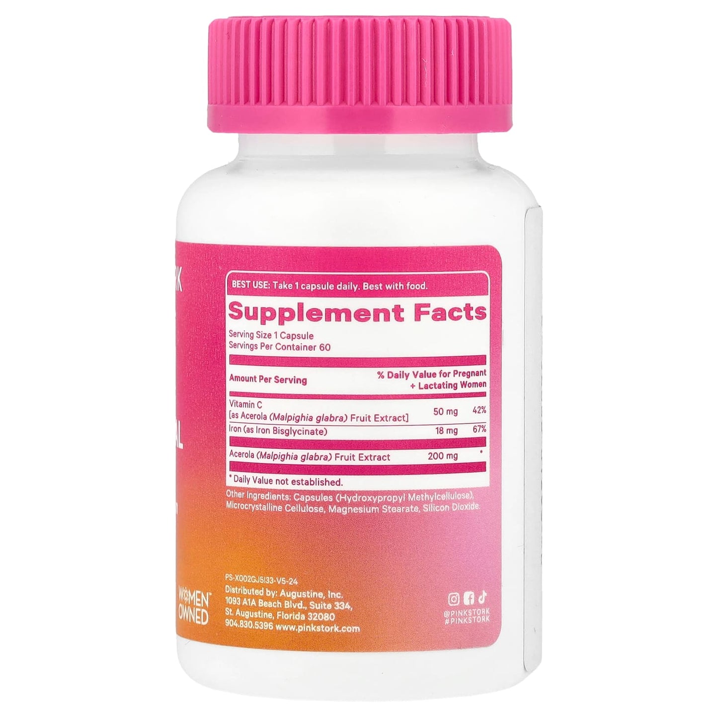 Pink Stork, Prenatal Iron With Vitamin C, 60 Capsules - Image 2