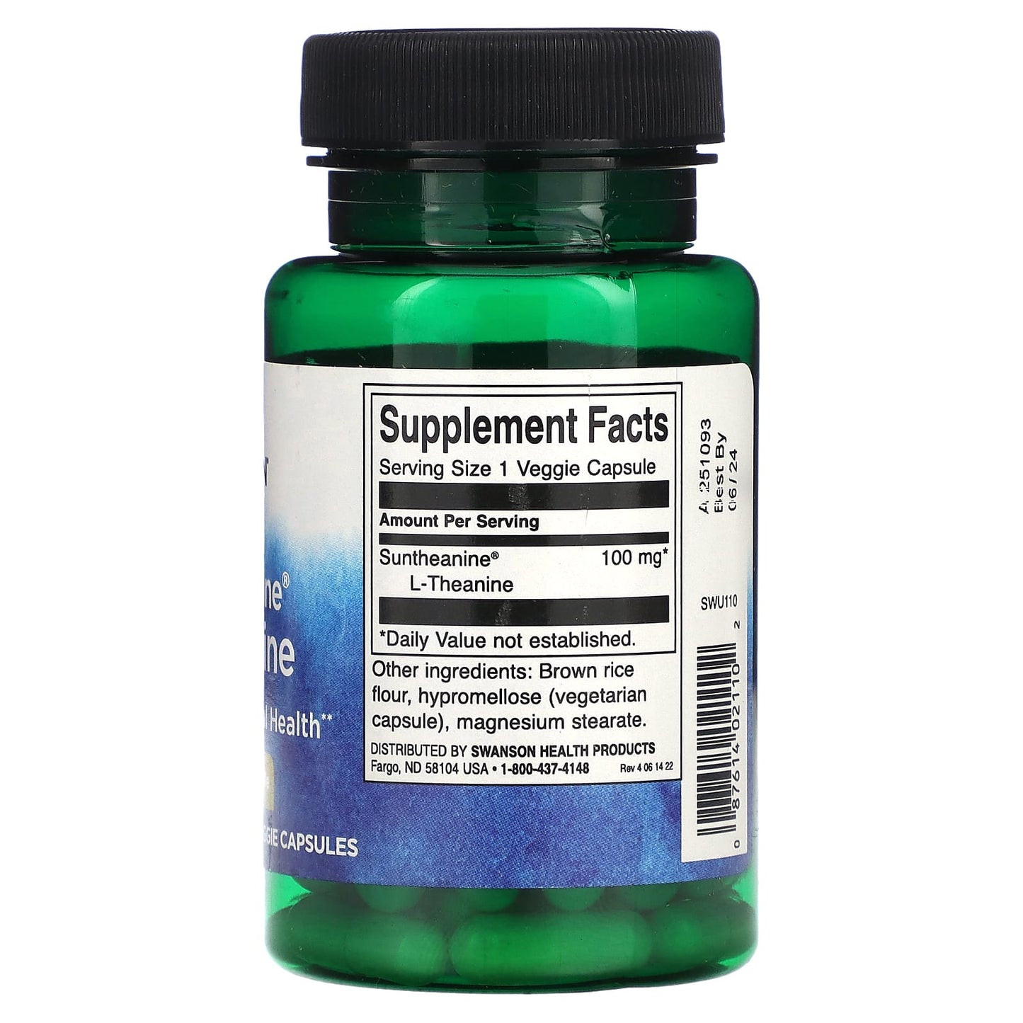 Swanson, Suntheanine L-Theanine, 100 mg, 60 Veggie Capsules - Image 2