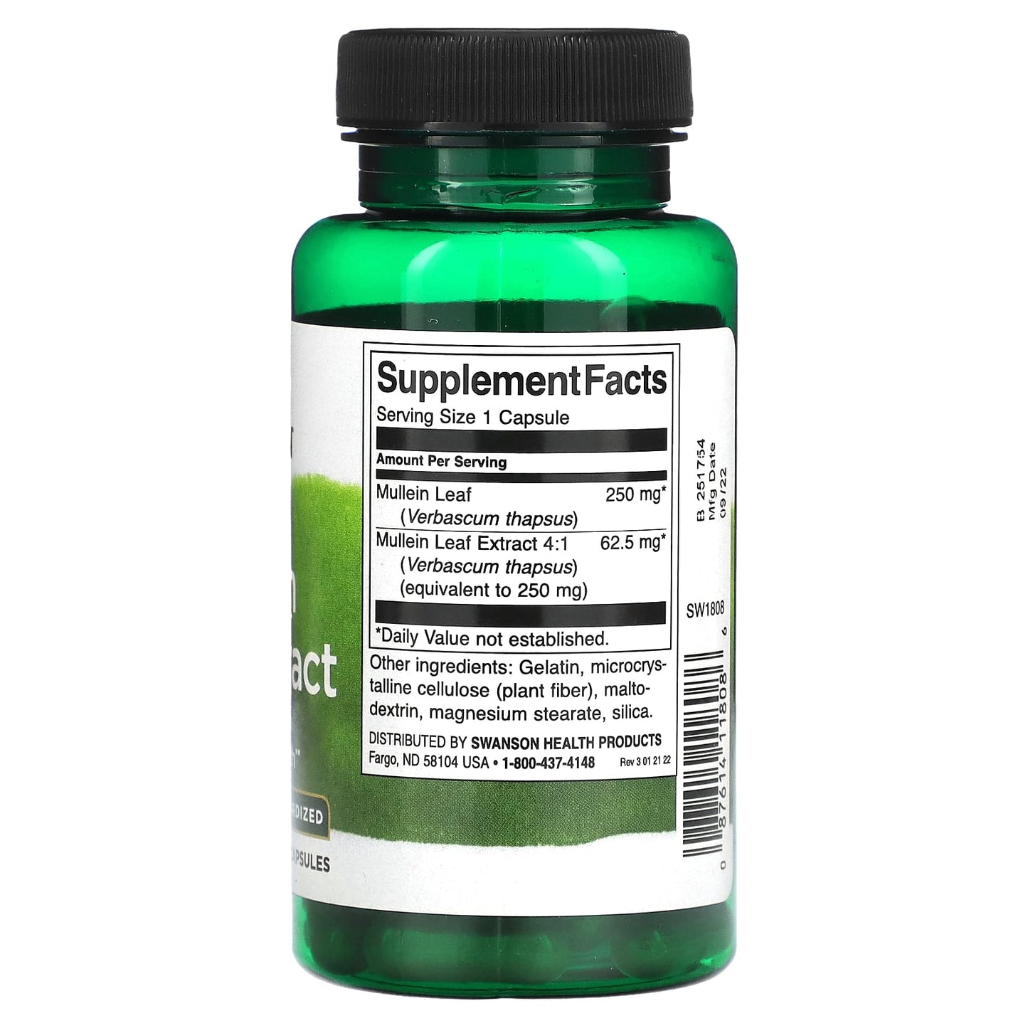 Swanson, Mullein Leaf Extract, 250 mg, 60 Capsules - Image 2