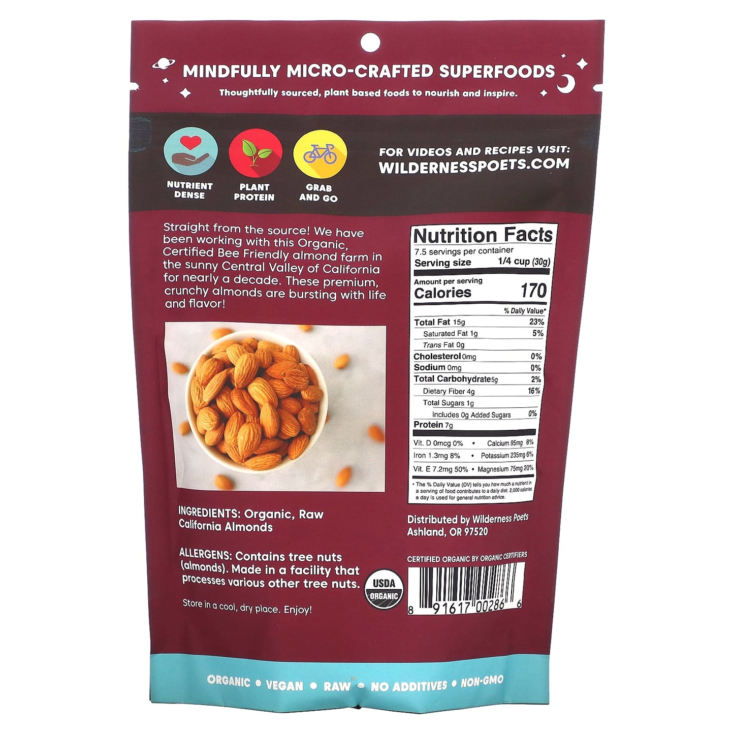Wilderness Poets, Organic California Almonds, 8 oz (226 g) - Image 2