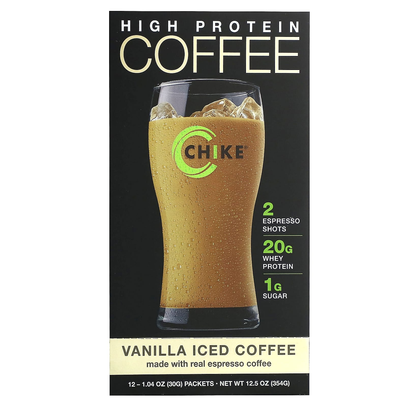 Vanilla High Protein Iced Coffee - 12 Packets by Chike Nutrition - Image 1
