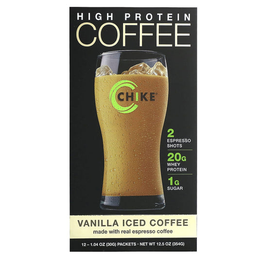 Vanilla High Protein Iced Coffee - 12 Packets by Chike Nutrition - Image 1