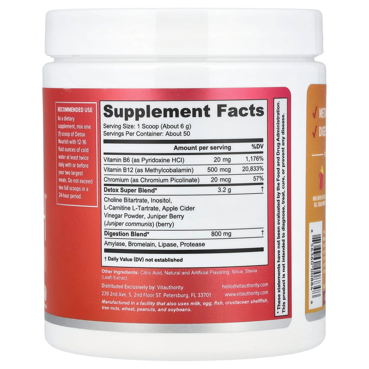 Vitauthority, Detox Nourish, Orange Pineapple, 10.6 oz (300 g) - Image 2