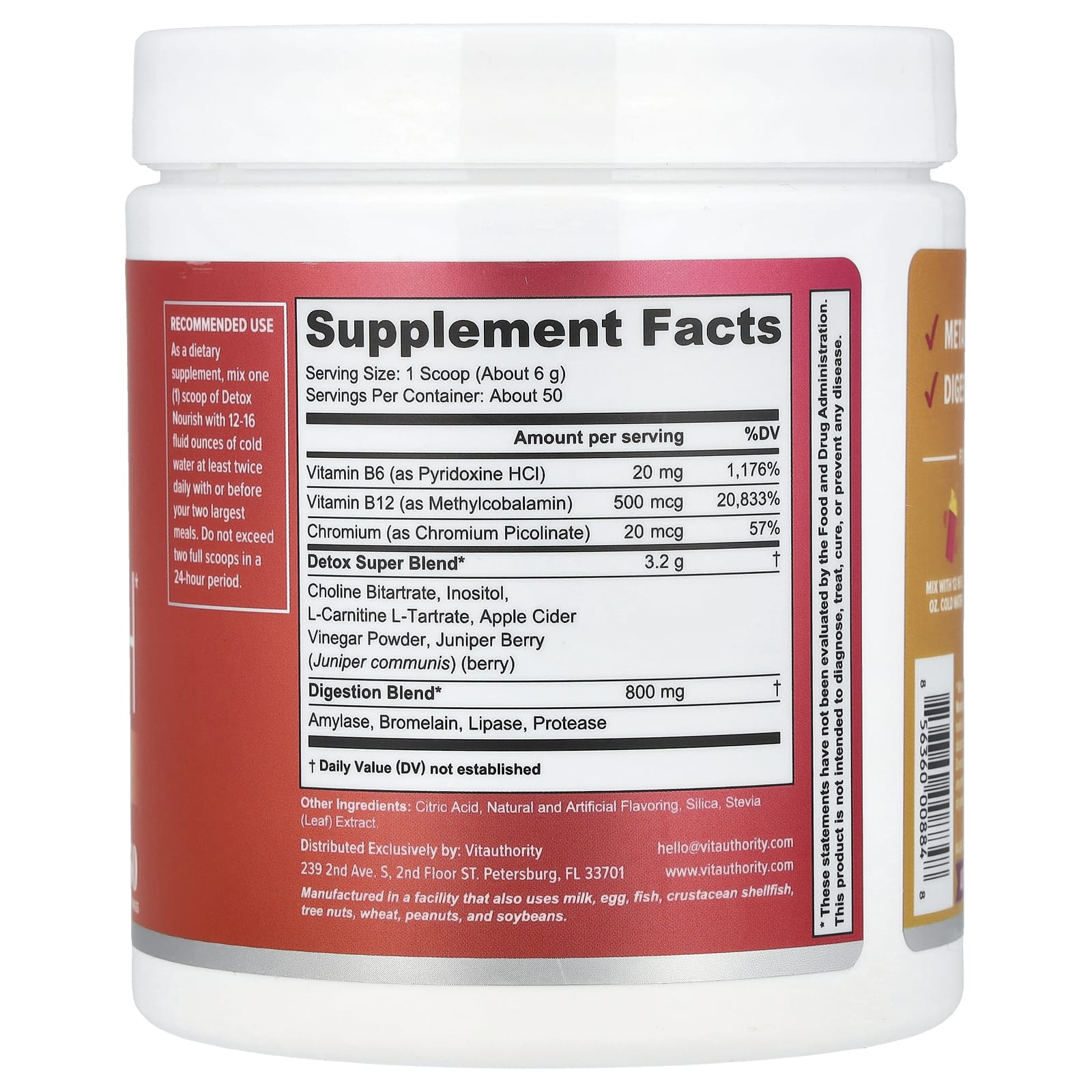 Vitauthority, Detox Nourish, Orange Pineapple, 10.6 oz (300 g) - Image 2