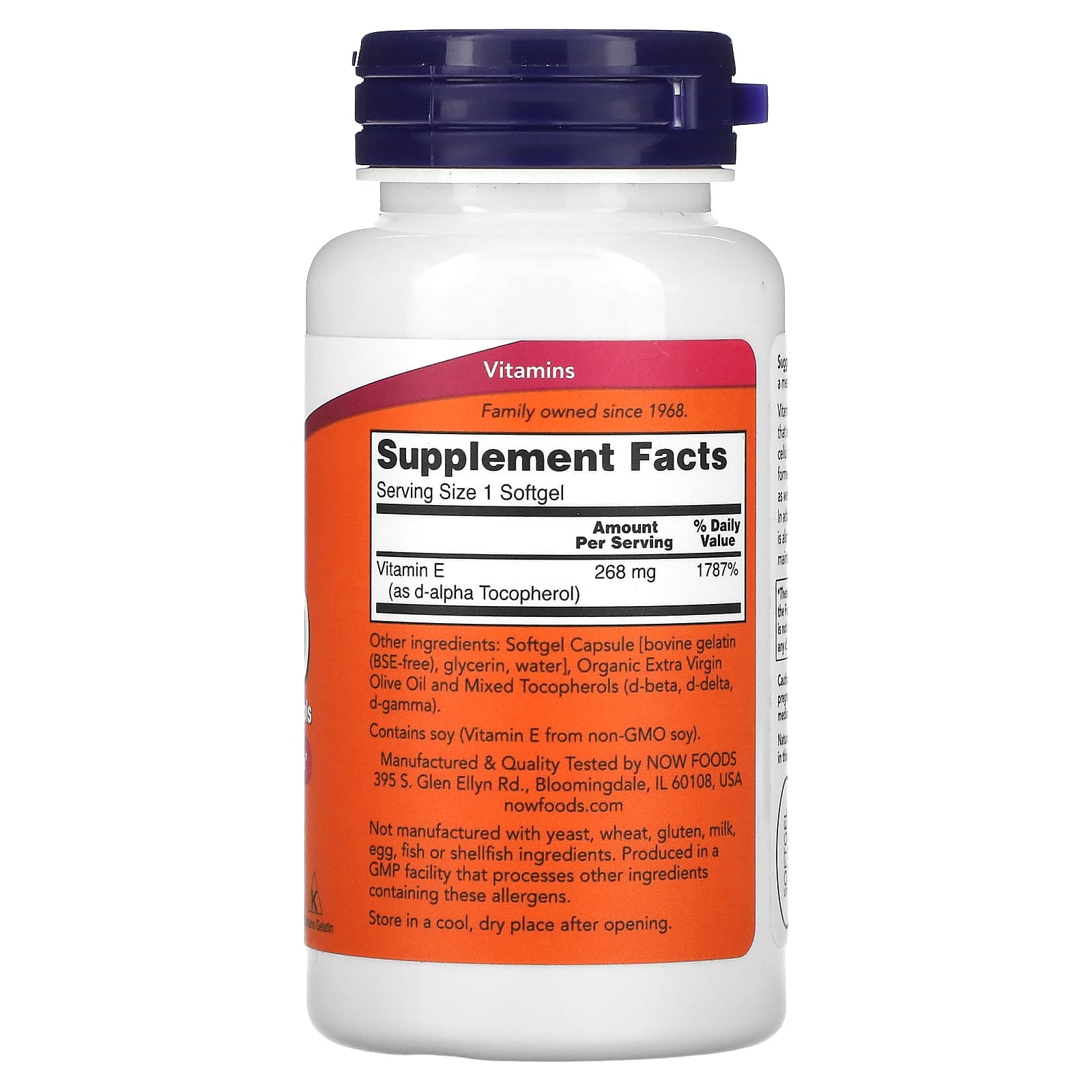 NOW Foods, E-400 with Mixed Tocopherols, 268 mg (400 IU), 100 Softgels - Image 2