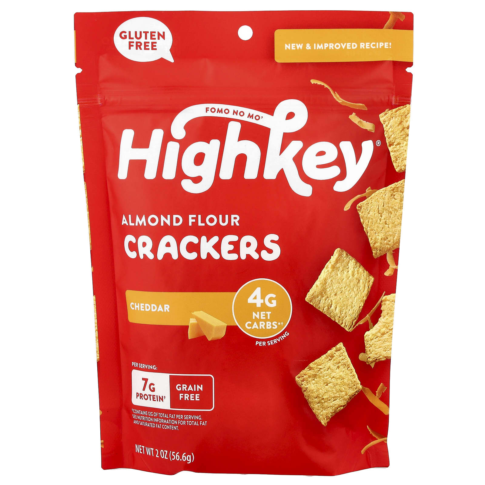 HighKey Almond Flour Cheddar Crackers - Low Carb Snacks, Keto Friendly - Image 1