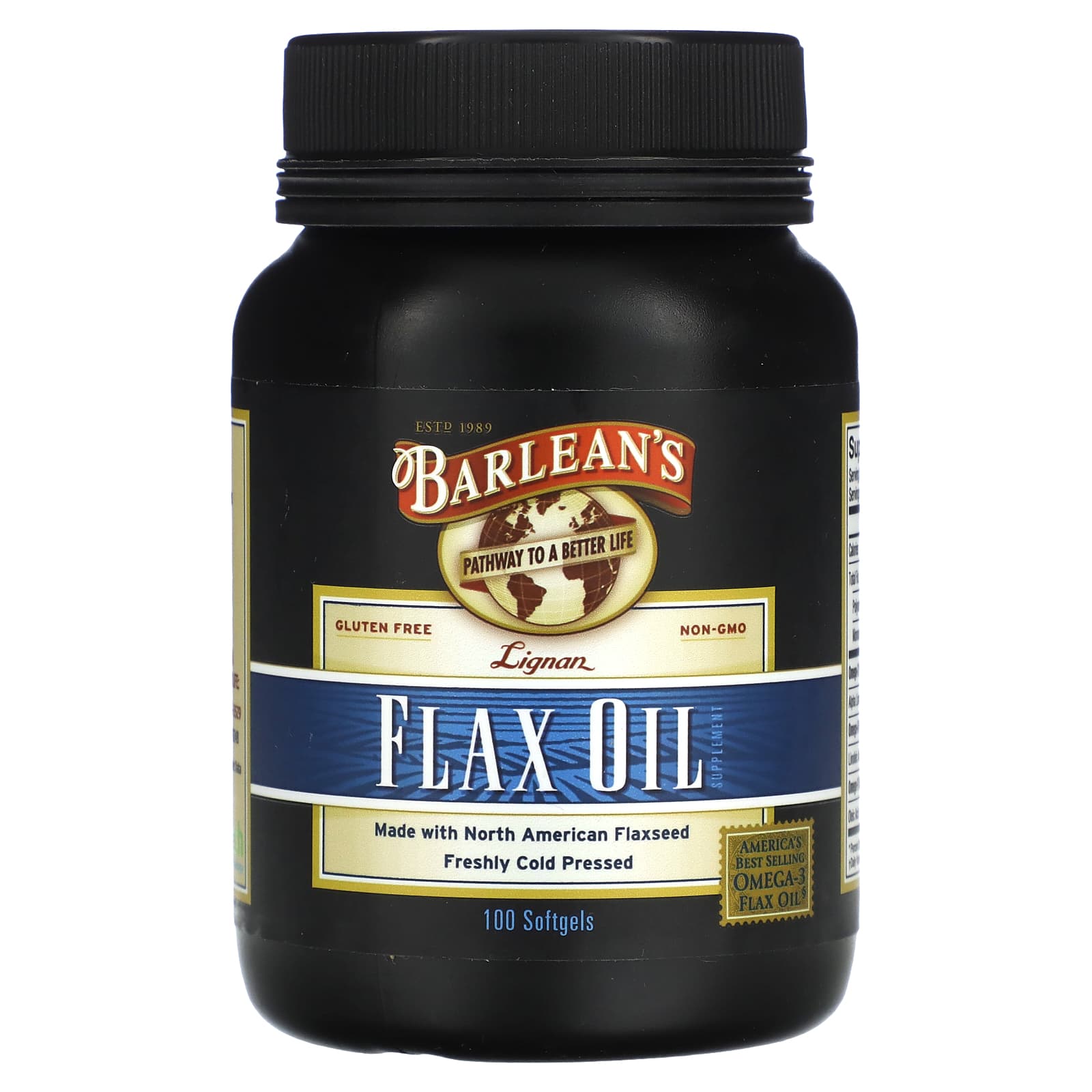 Barlean's Omega-3 Flax Oil 100 Softgels for Heart Health - Image 1