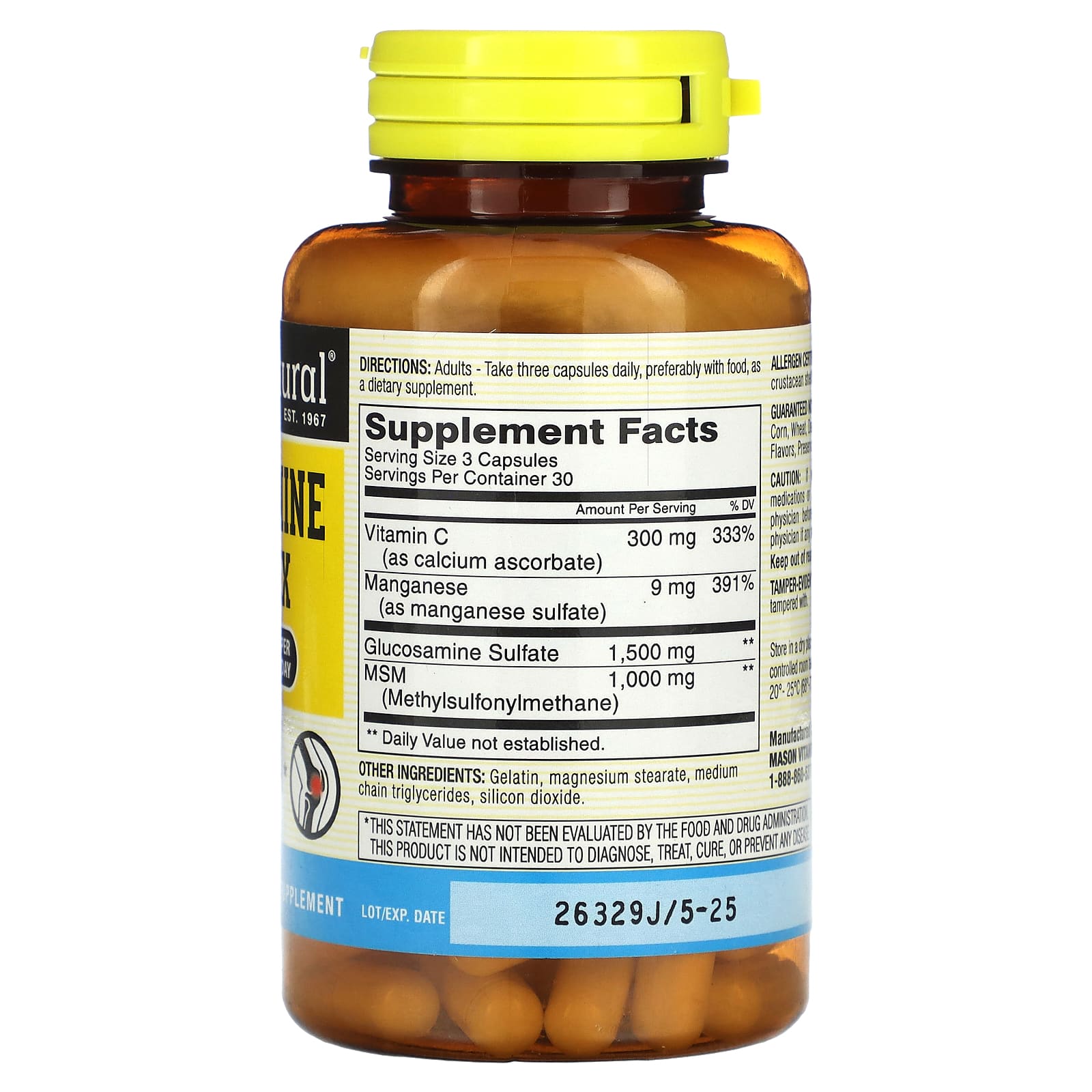 Mason Natural, Glucosamine Complex + MSM, 90 Capsules