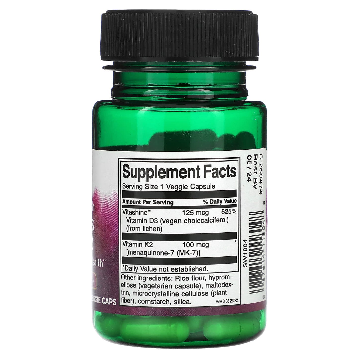 Swanson, Vitamins D3 & K2, Extra Strength, 60 Veggie Caps - Image 2