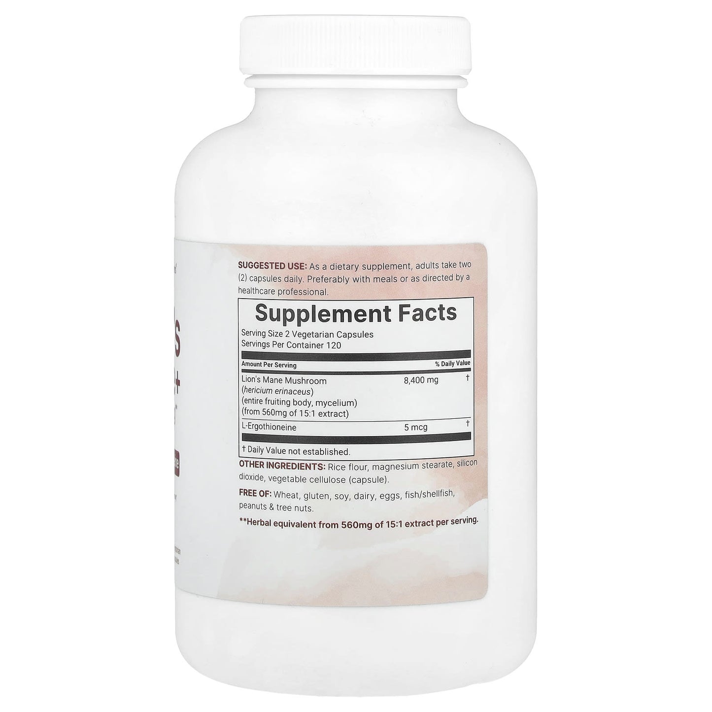 Micro Ingredients, Lion's Mane + L-Ergothioneine, 240 Vegetarian Capsules - Image 2