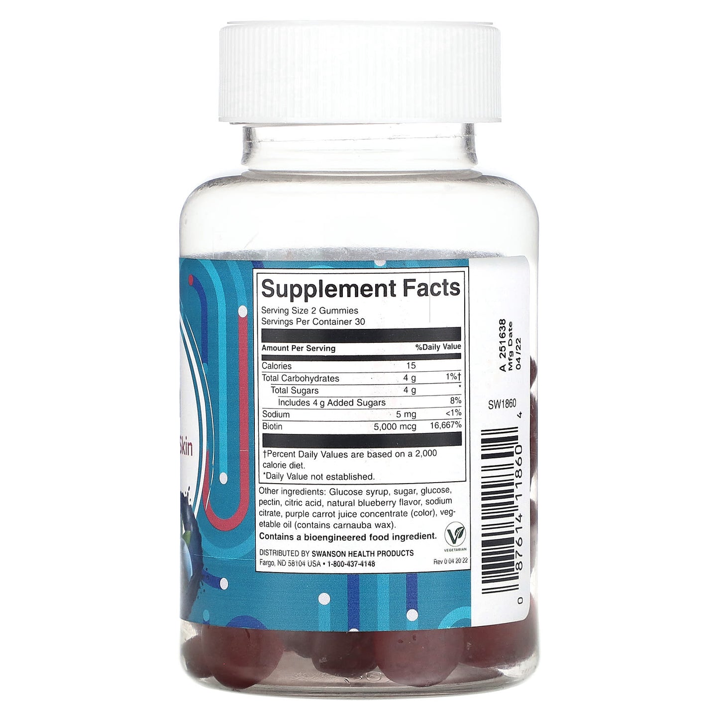 Swanson, Biotin, Blueberry, 60 Gummies - Image 2