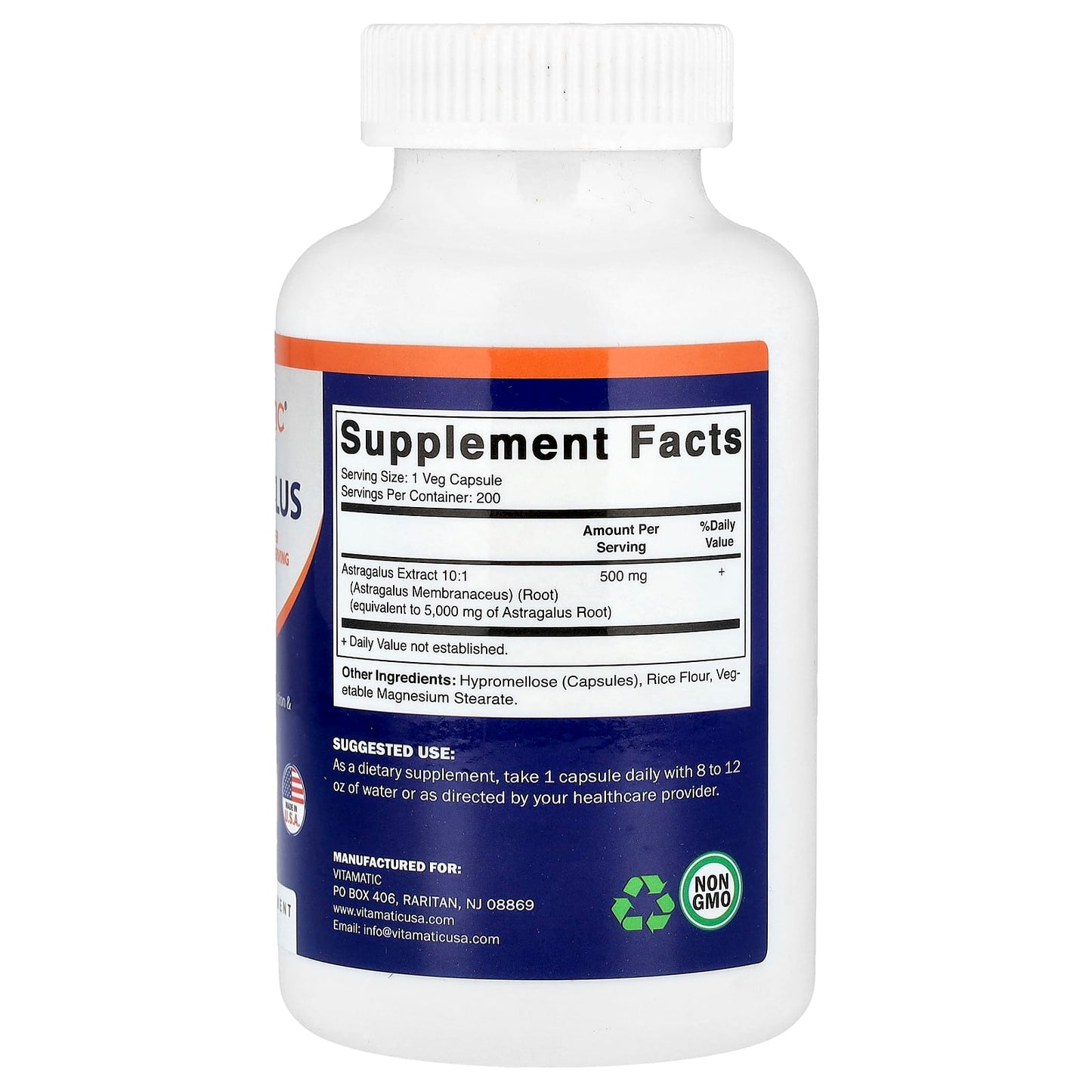Vitamatic, Astragalus, 5,000 mg, 200 Vegetarian Capsules - Image 2
