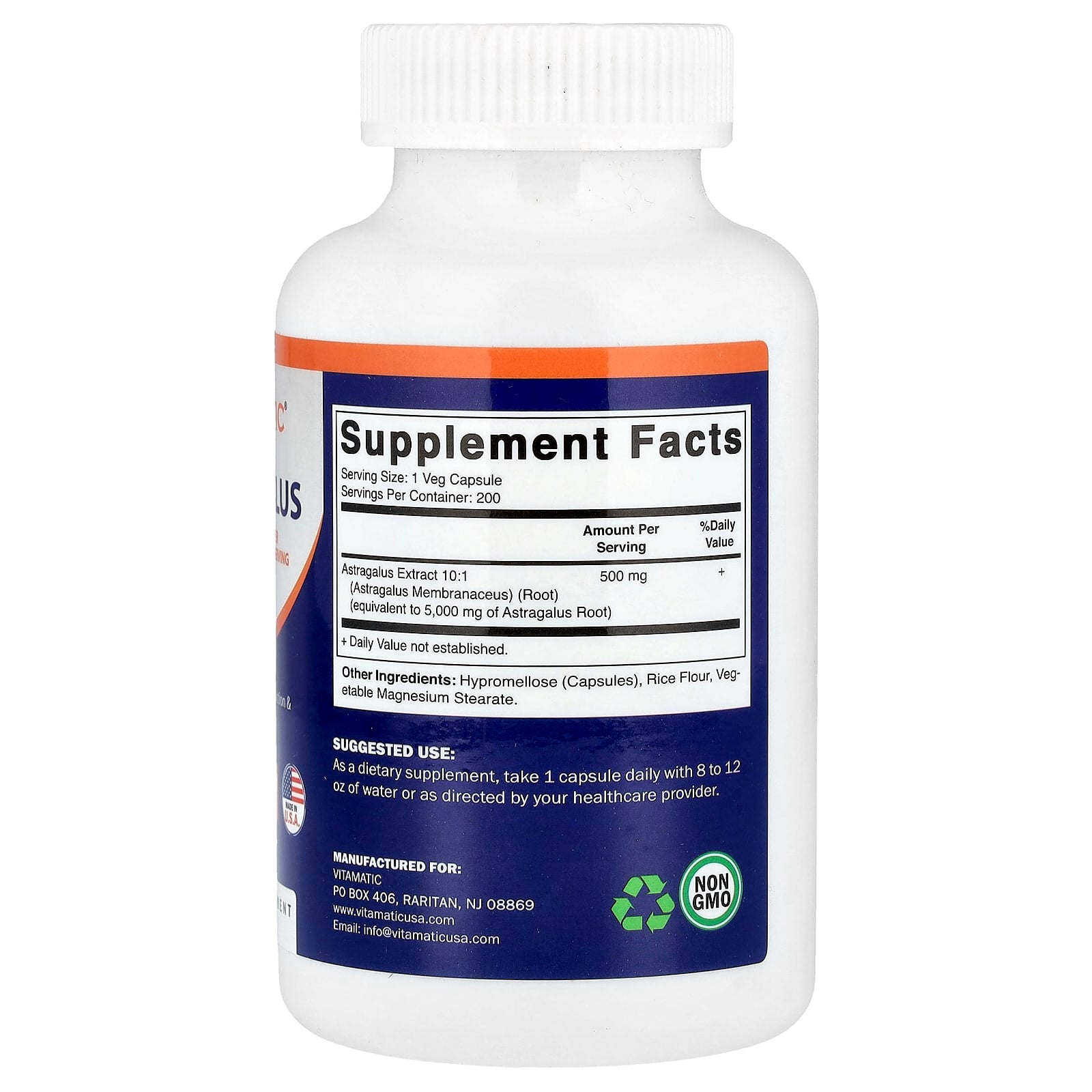 Vitamatic, Astragalus, 5,000 mg, 200 Vegetarian Capsules - Image 2
