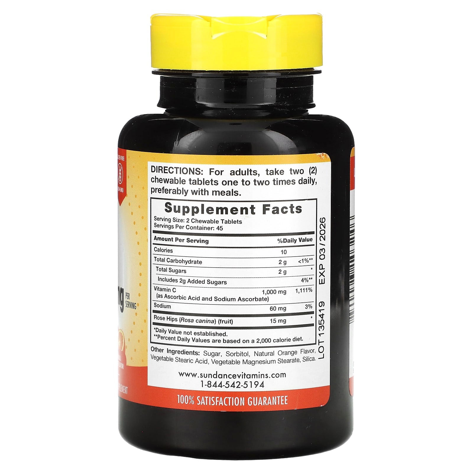 Sundance Vitamins, Chewable C, Natural Orange, 1,000 mg, 90 Chewable Tablets (500 mg per Tablet) - Image 2